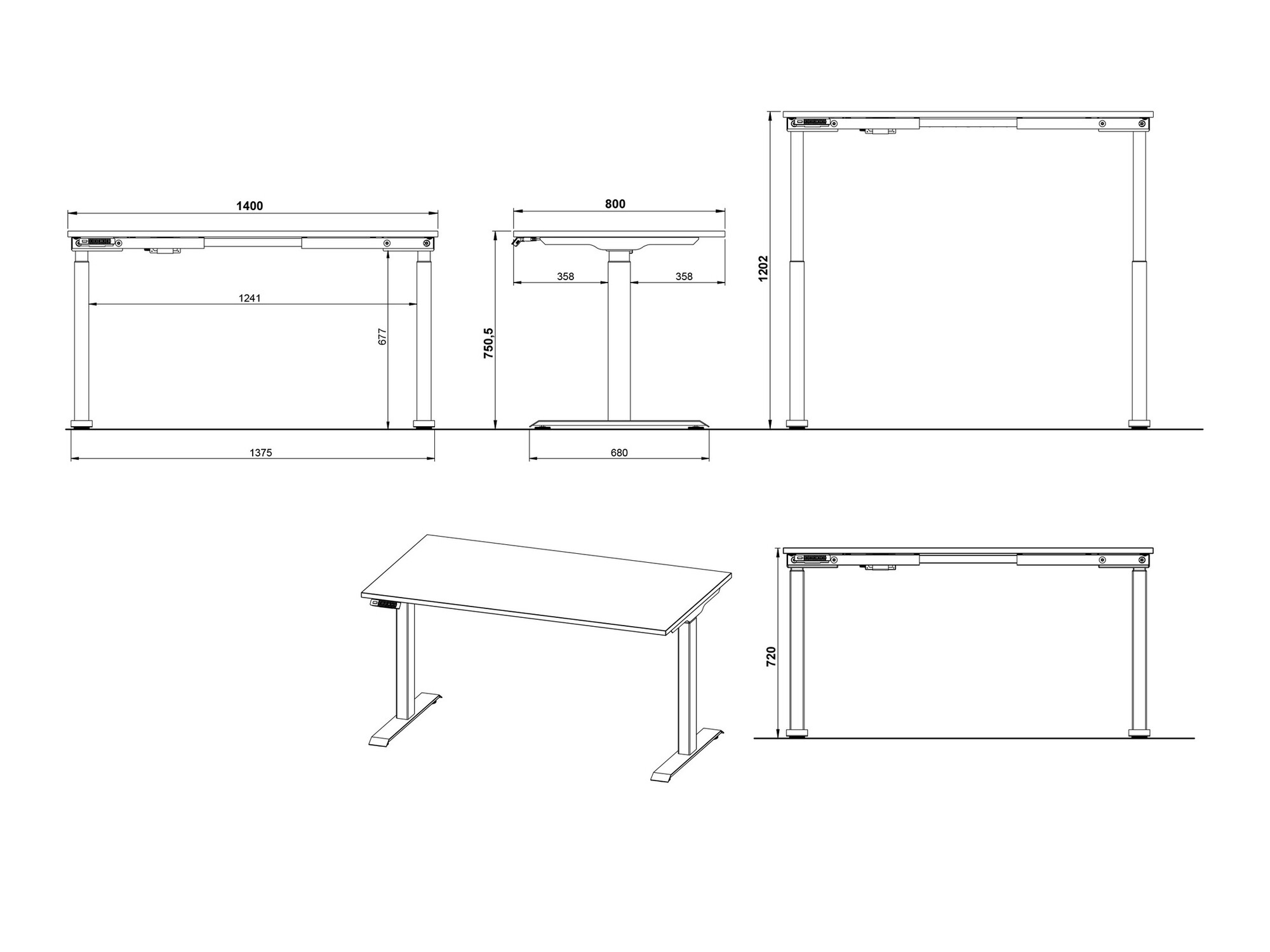 Állítható magasságú íróasztal Feltoru 110 (Grafit)