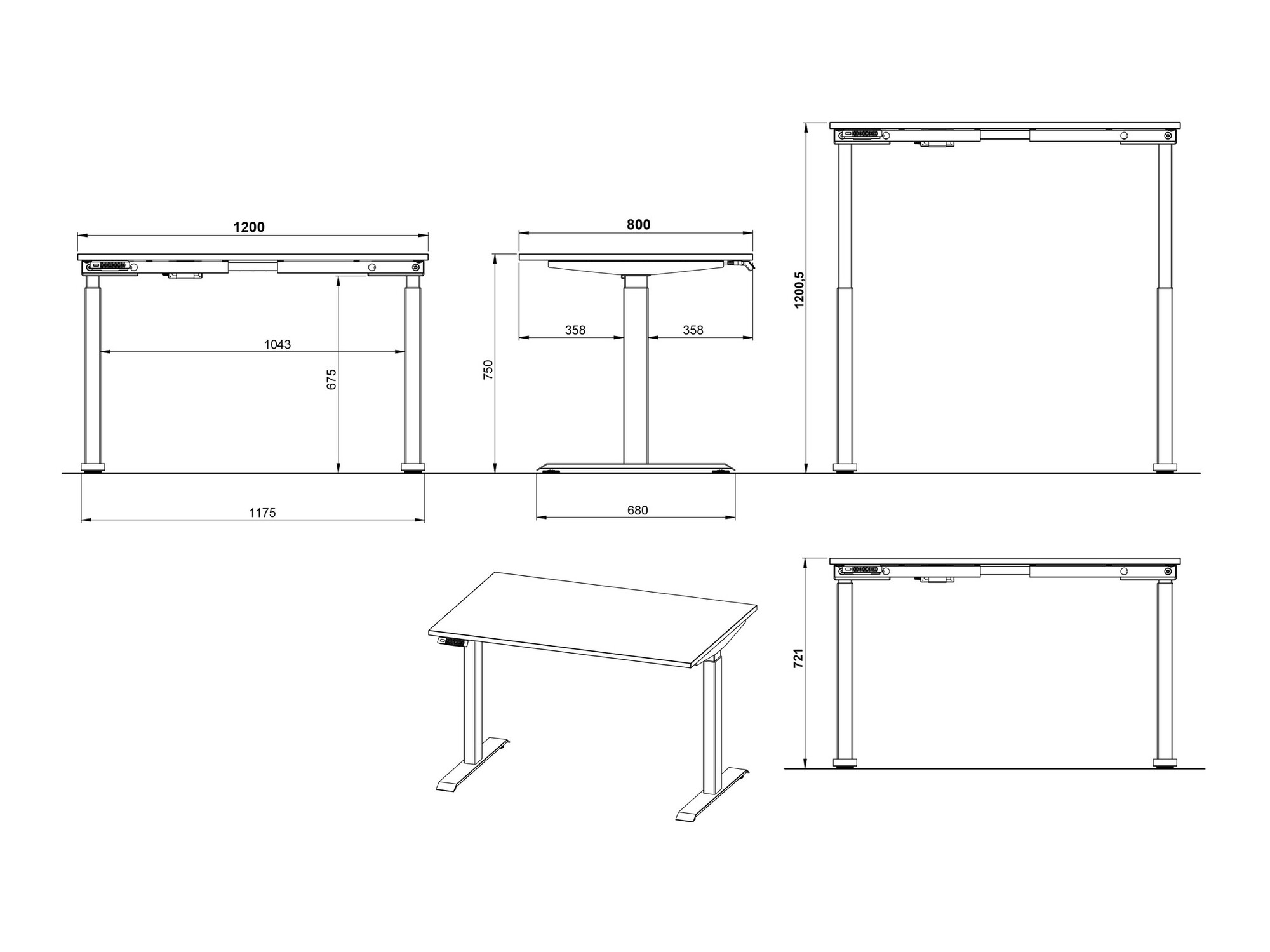 Állítható magasságú íróasztal Feltoru 112 (Grafit)