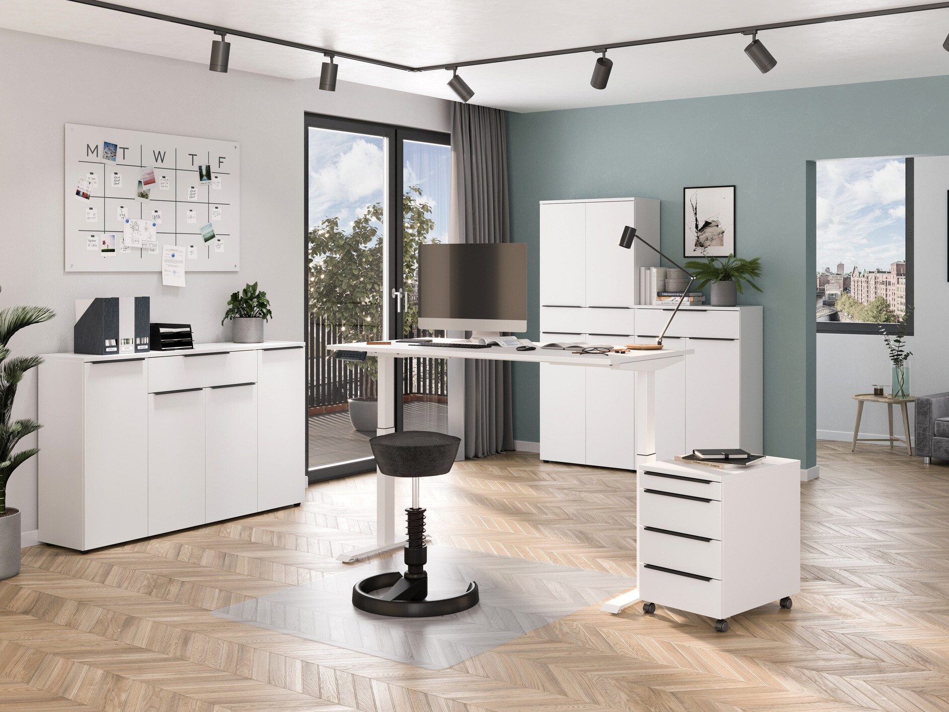 Állítható magasságú íróasztal Feltoru 114 (Fehér)