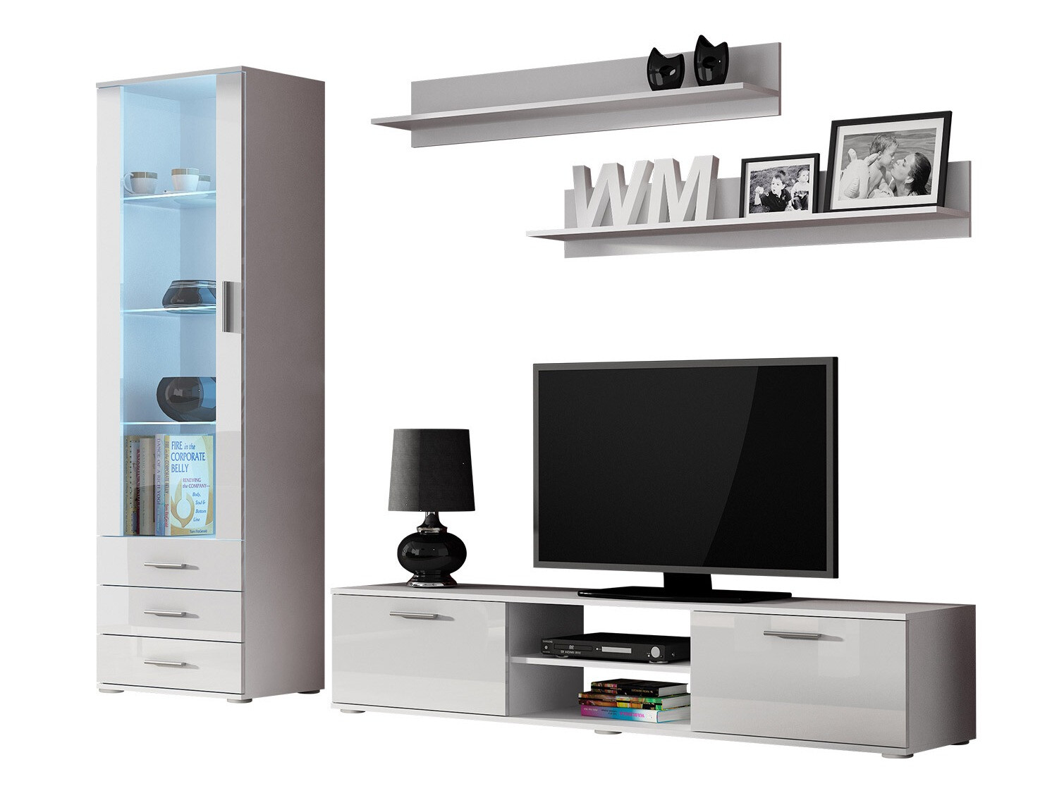 Nappali szett Tornola 107 (Fehér + Fényes fehér)