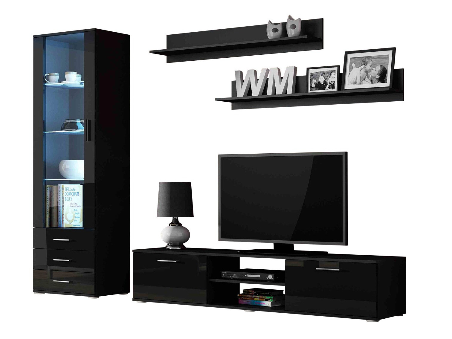 Nappali szett Tornola 107 (Fekete + Fényes fekete)