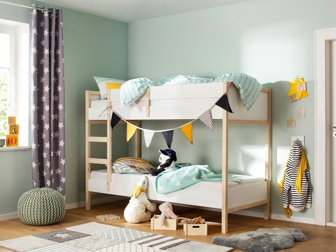 Emeletes ágy Fenmele 100 (Fehér + Világos fa)