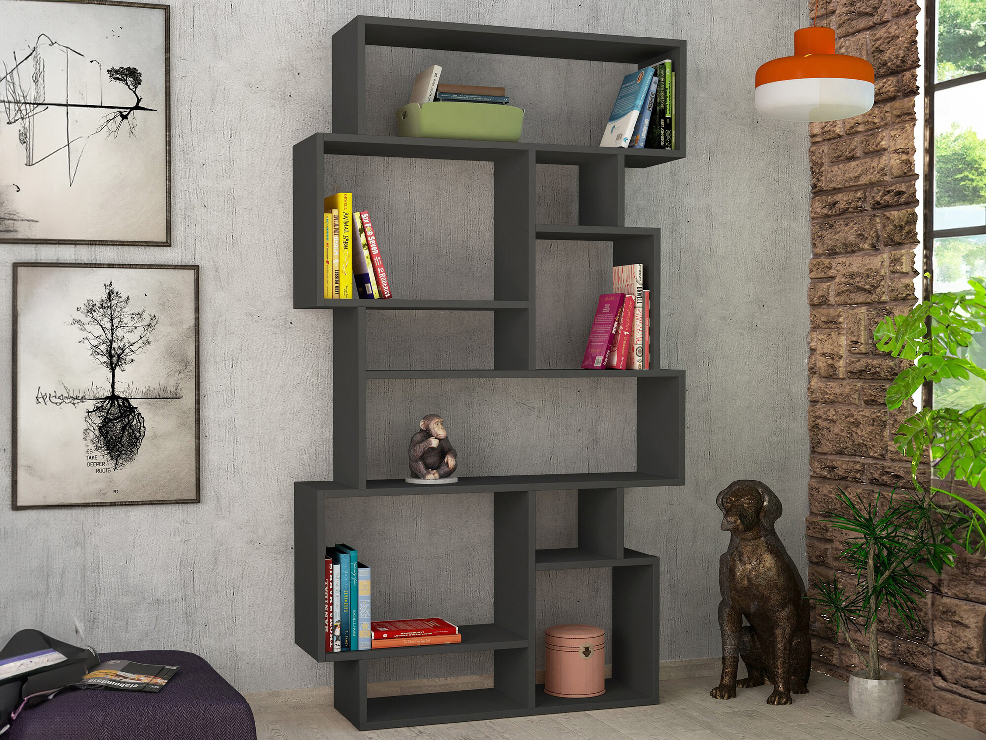 Könyvespolc Kailua 1080 (Antracit)