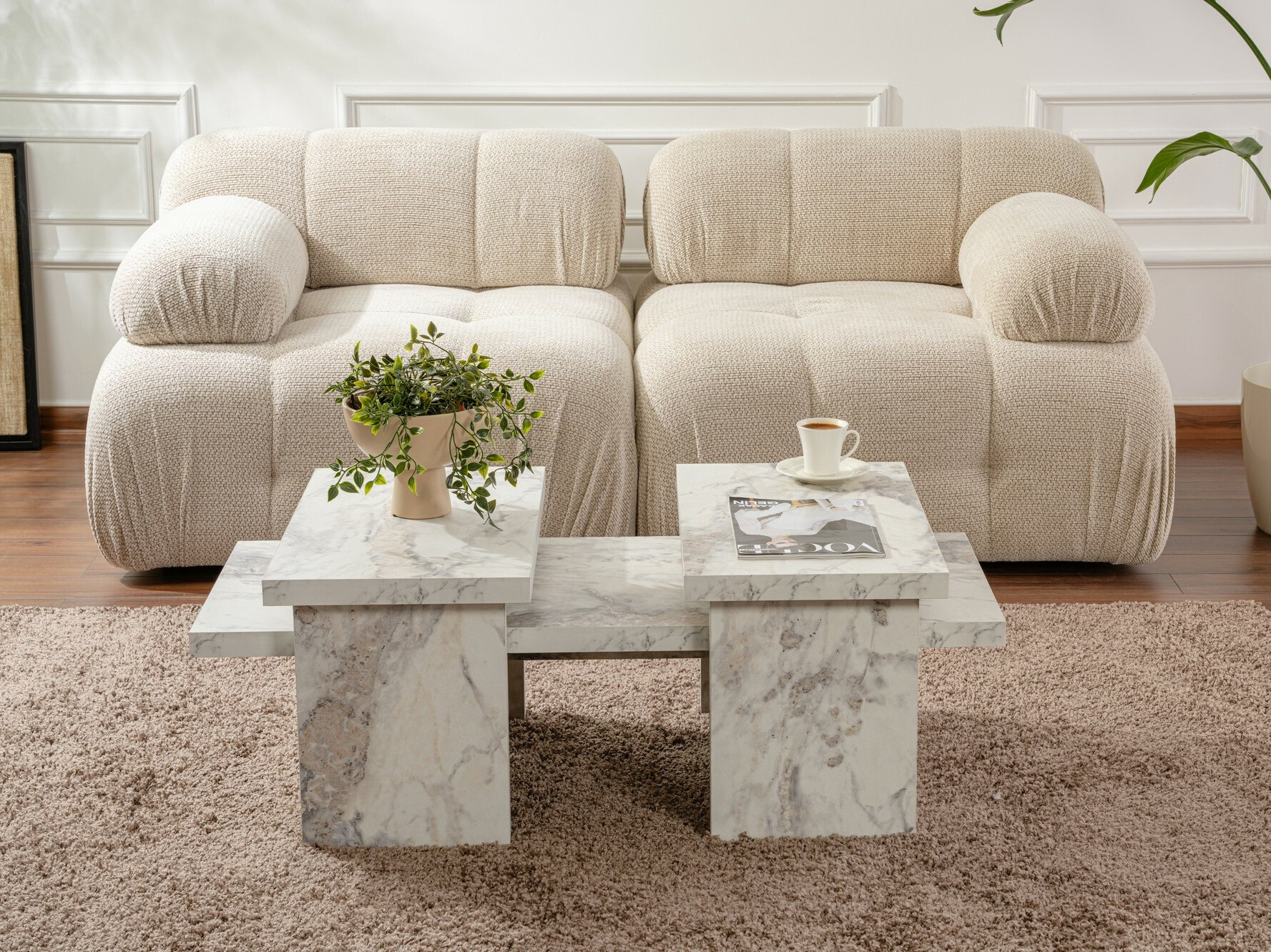 Dohányzóasztal Novato 103 (Fehér márvány)