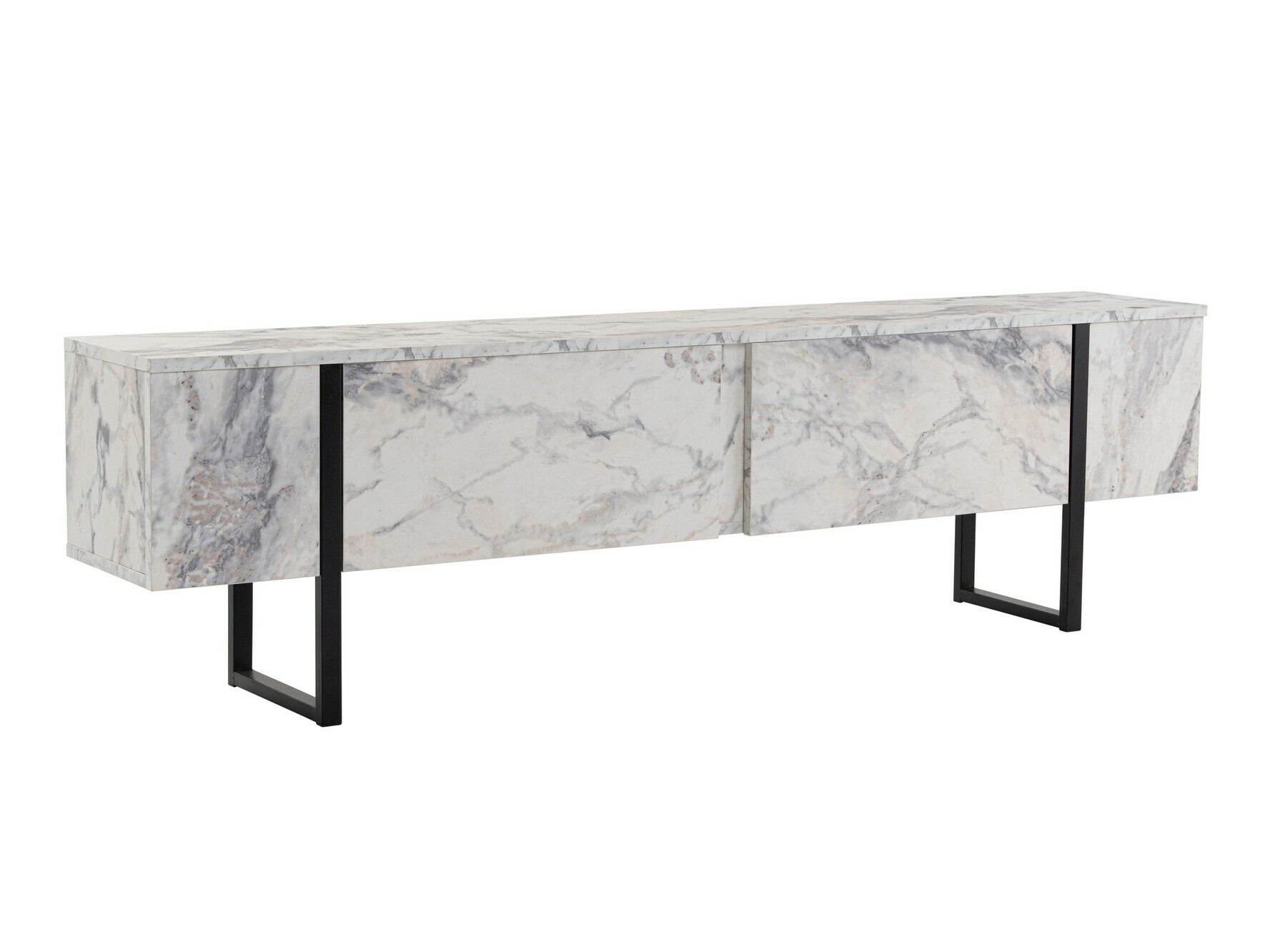 TV-állvány Novato 105 (Fehér márvány + Fekete)