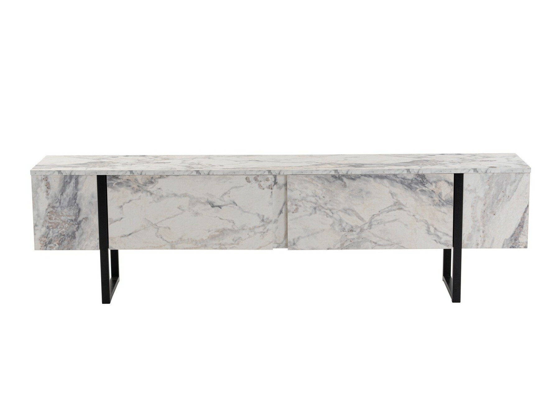 TV-állvány Novato 105 (Fehér márvány + Fekete)