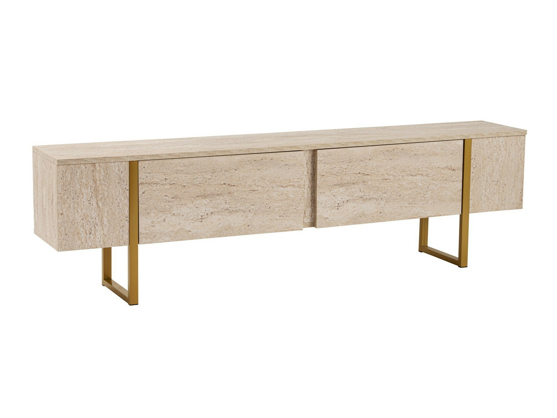 TV-állvány Novato 105 (Világos Travertine + Aranysárga)