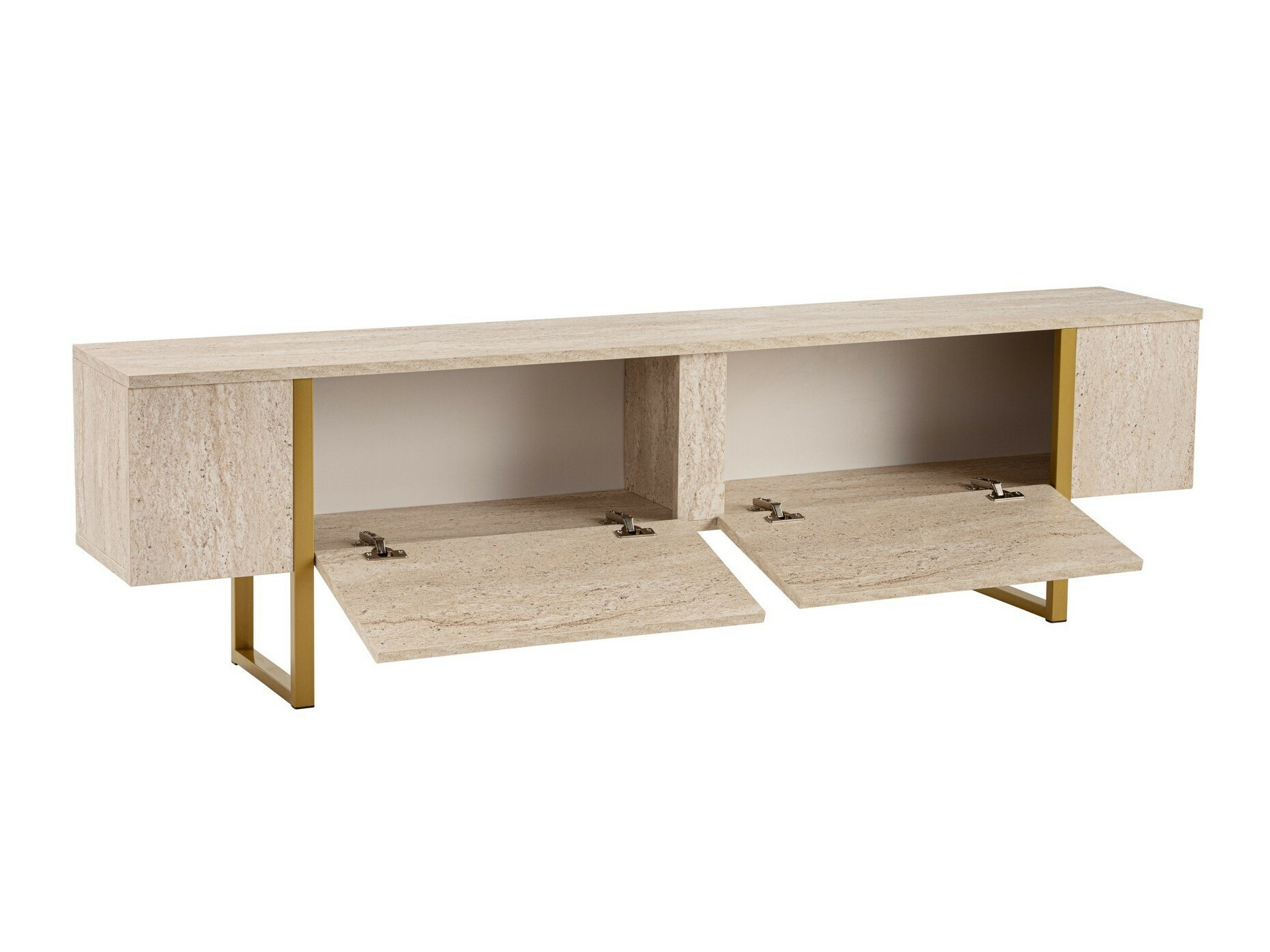 TV-állvány Novato 105 (Világos Travertine + Aranysárga)