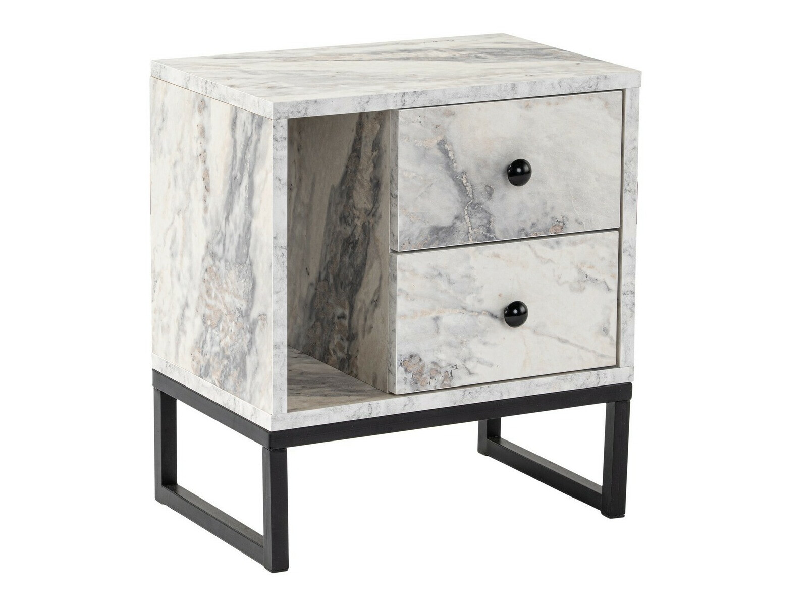 Éjjeliszekrény Novato 109 (Fehér márvány + Fekete)