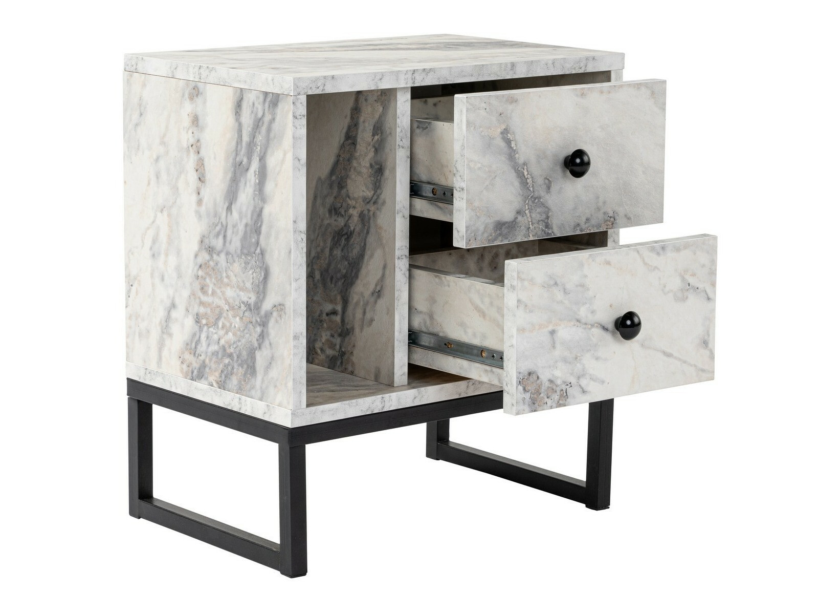 Éjjeliszekrény Novato 109 (Fehér márvány + Fekete)