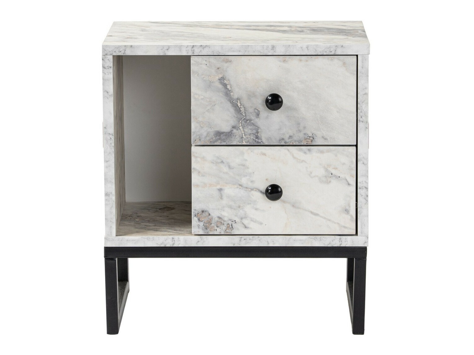 Éjjeliszekrény Novato 109 (Fehér márvány + Fekete)