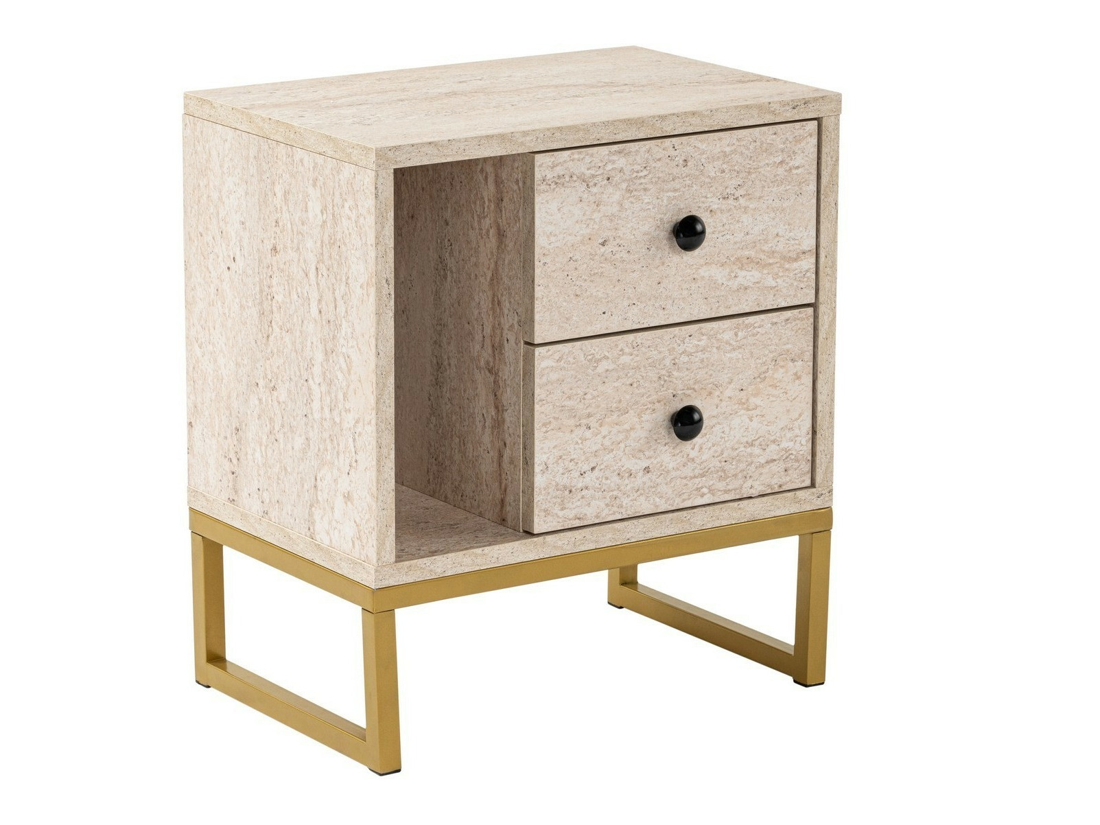 Éjjeliszekrény Novato 109 (Világos Travertine + Aranysárga)