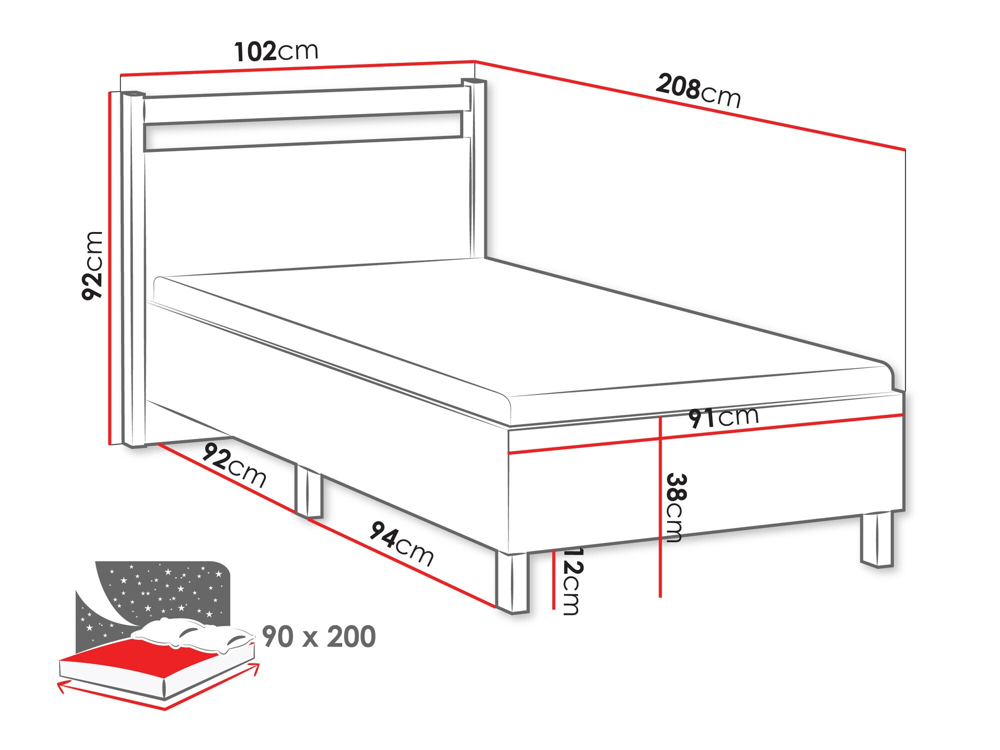 Ágy Venmelu 107 (Wotan tölgy + Bézs)