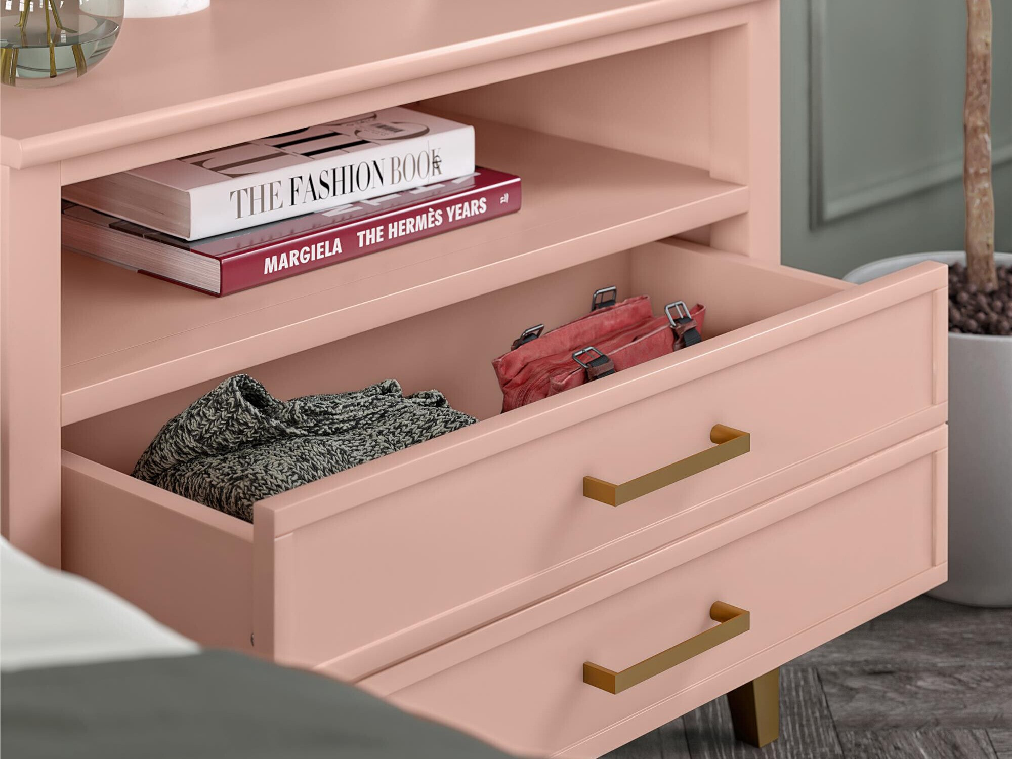 Éjjeliszekrény CosmoLiving by Cosmopolitan Belromu 107 (Rózsaszín)