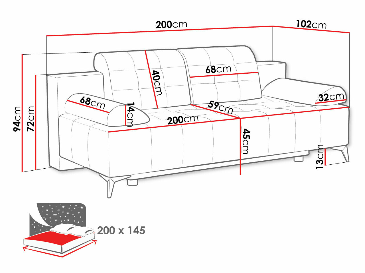 Kanapéágy Carlsbad 100 (Rico 14)