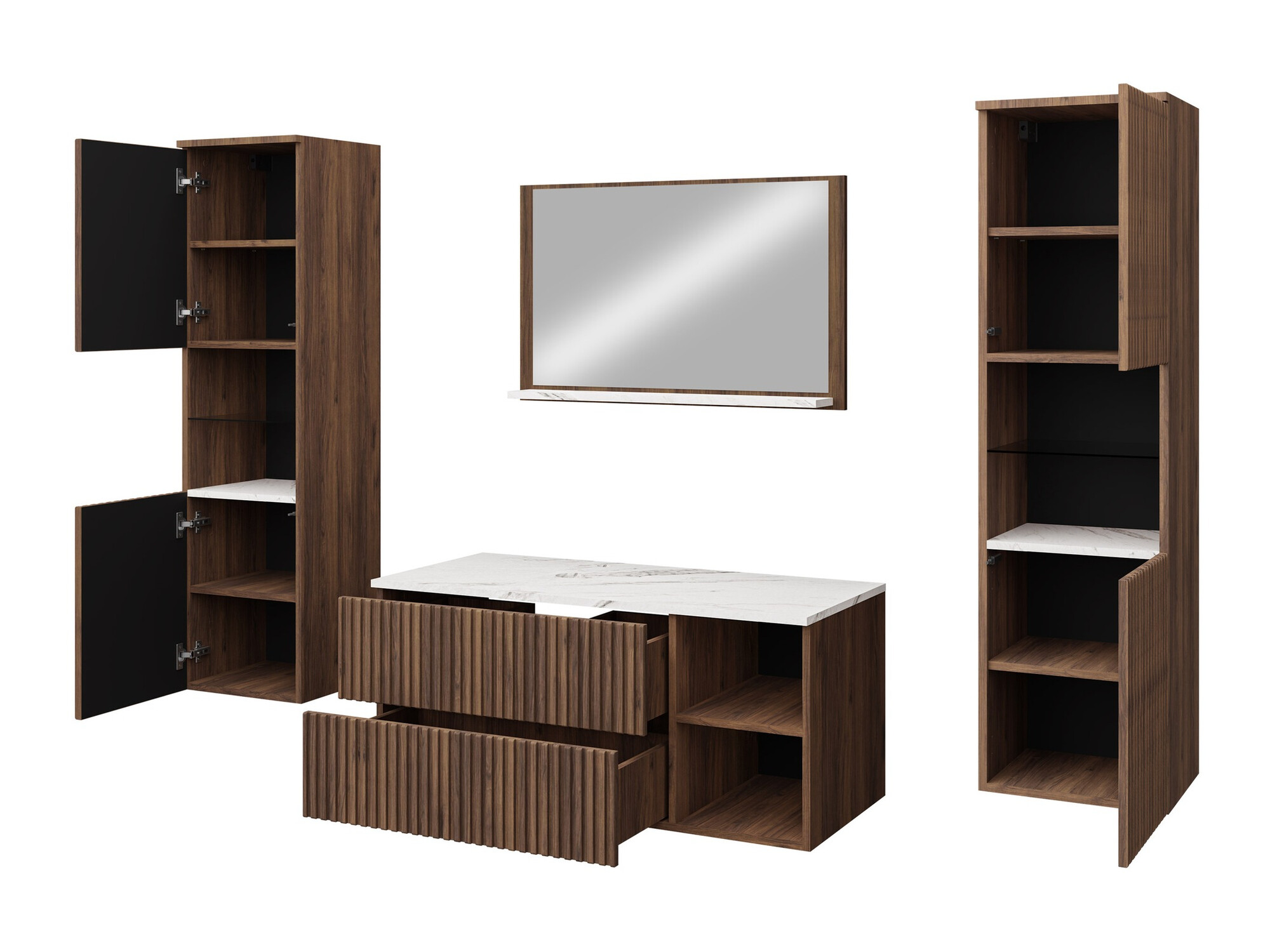 Fürdőszobai garnitúra Nauta II (Dió + Fehér márvány)