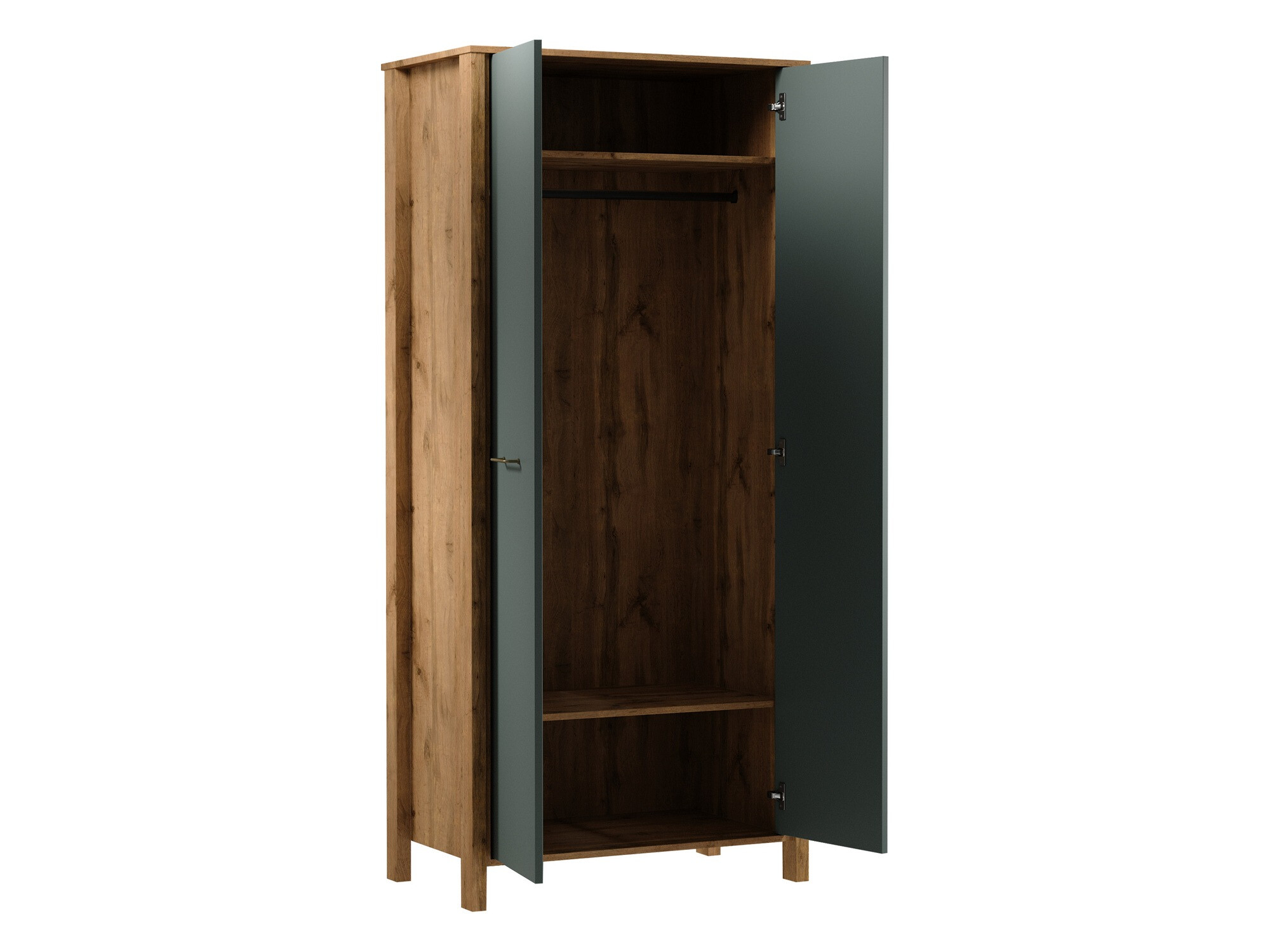 Gardróbszekrény Venmelu 112 (Wotan tölgy + Zöld)
