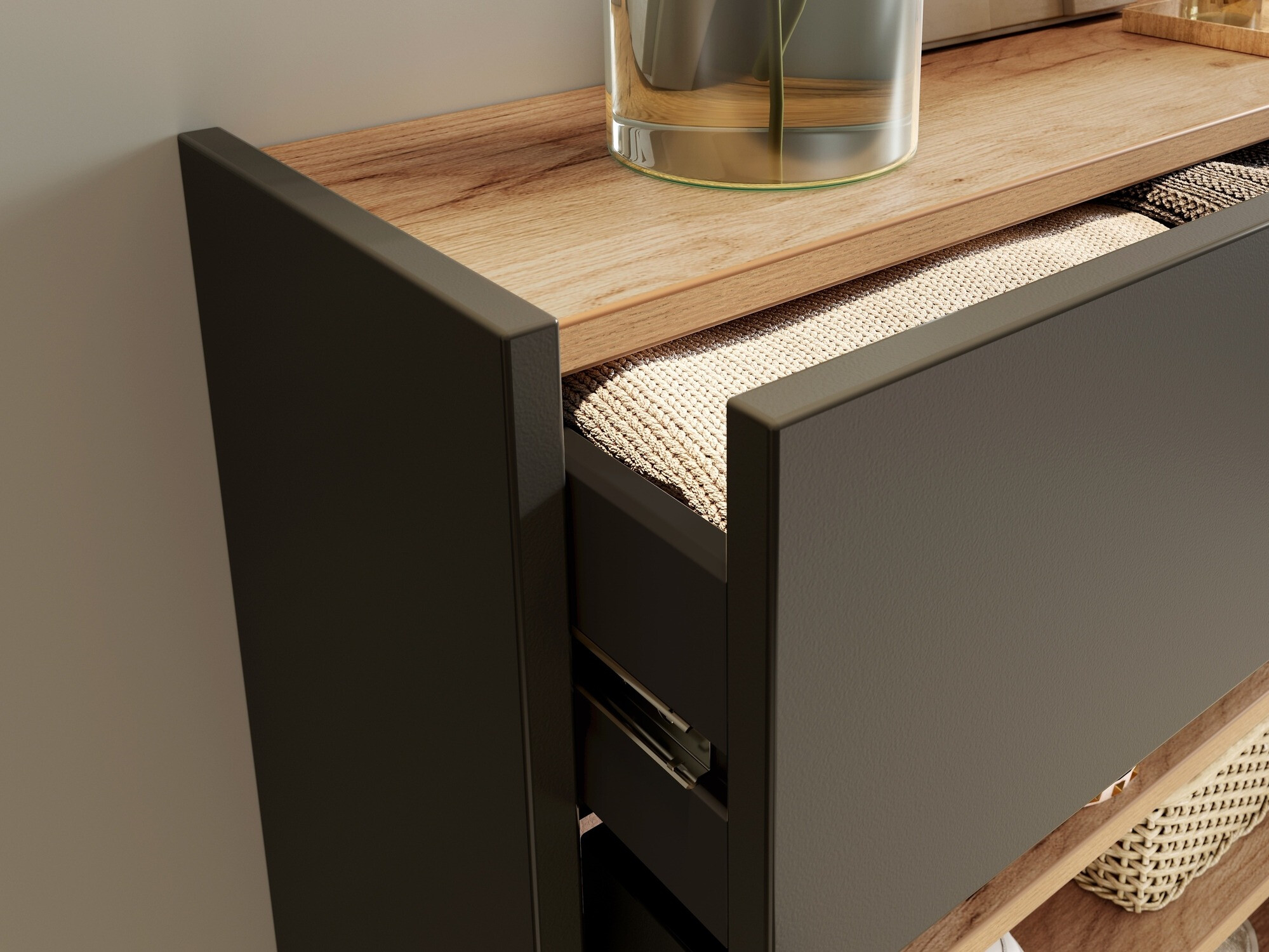 Cipőtároló Cirsale 110 (Grafit + Navarra tölgy)