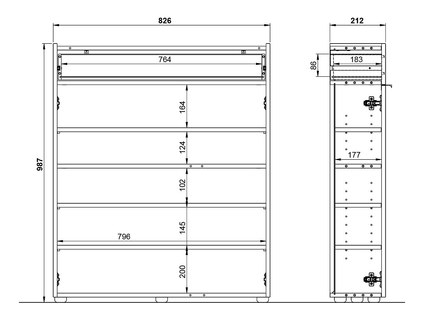 Cipőtároló Cirsale 110 (Grafit + Navarra tölgy)