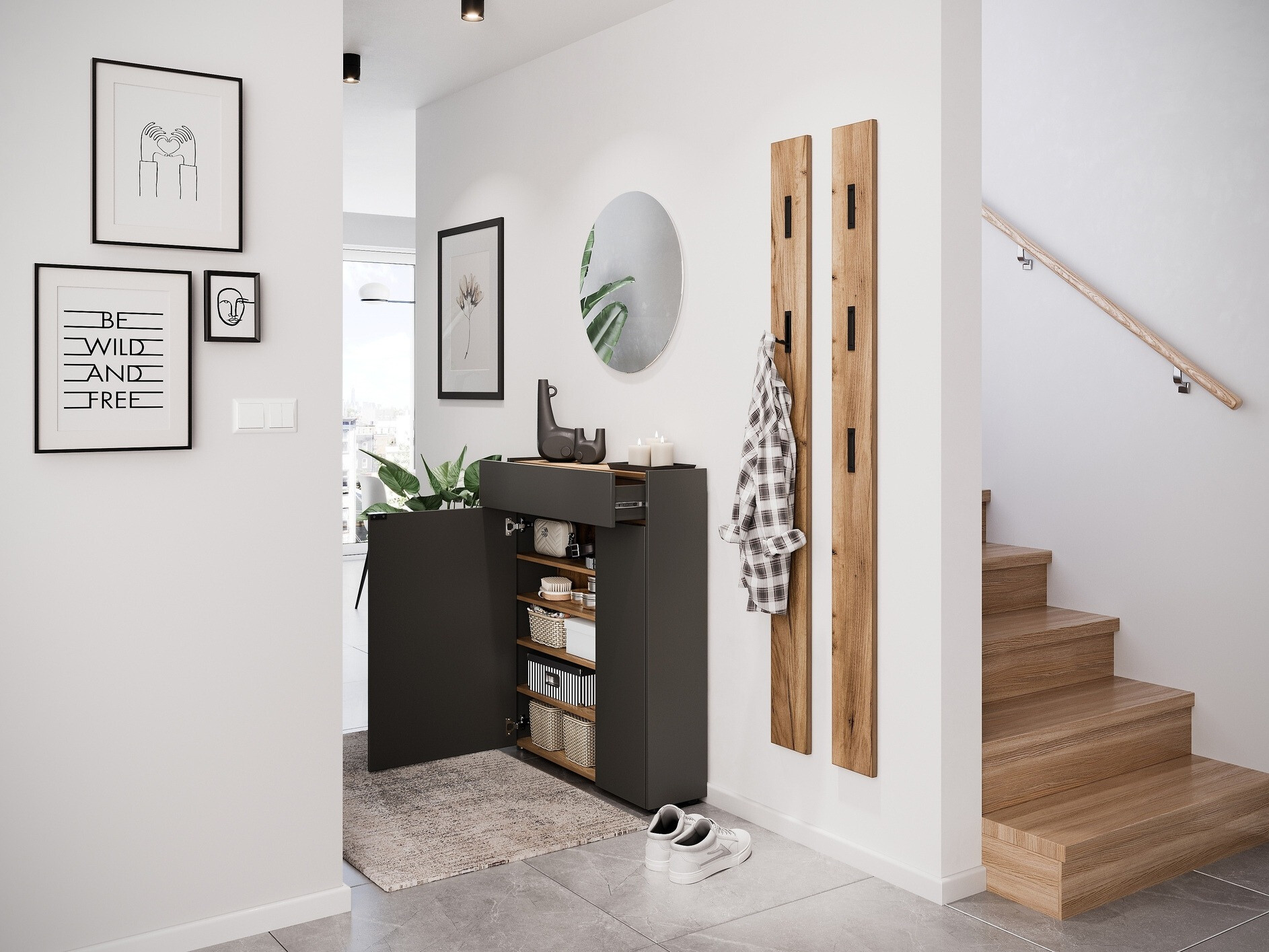 Előszoba garnitúra Cirsale 111 (Grafit + Navarra tölgy)