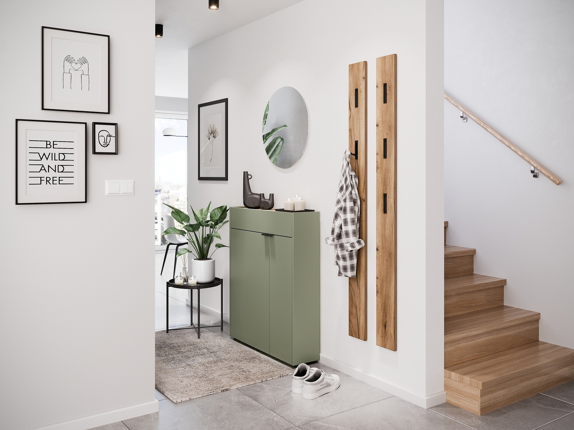 Előszoba garnitúra Cirsale 111 (Poros zöld + Navarra tölgy)