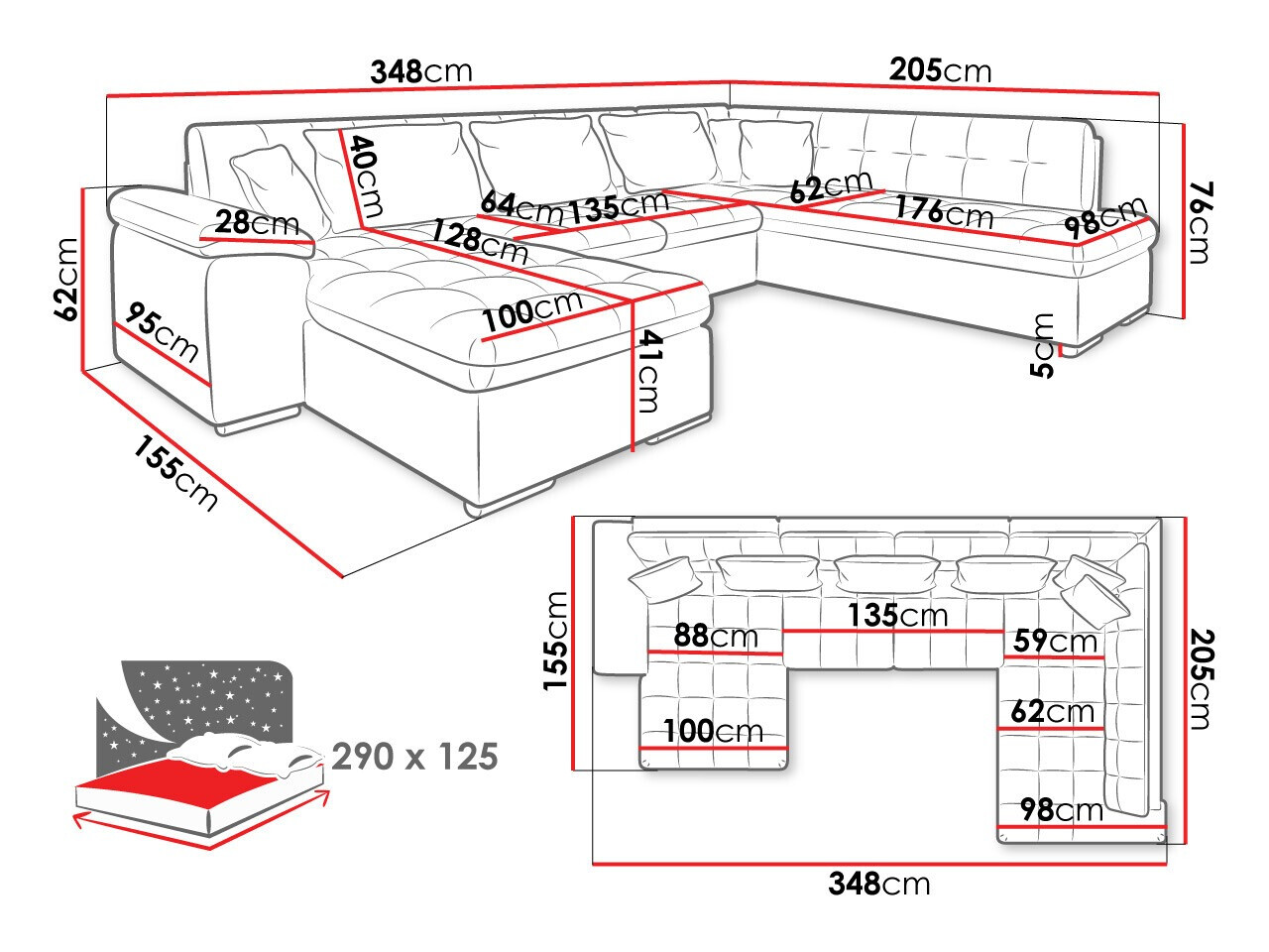Sarokkanapé Comfivo 180 (Sicuro 80 + Sempre 9)