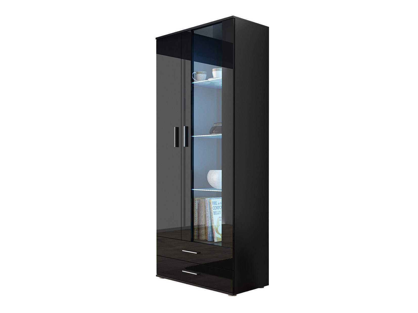 Könyvespolc Tornola 105 (Fekete + Fényes fekete)