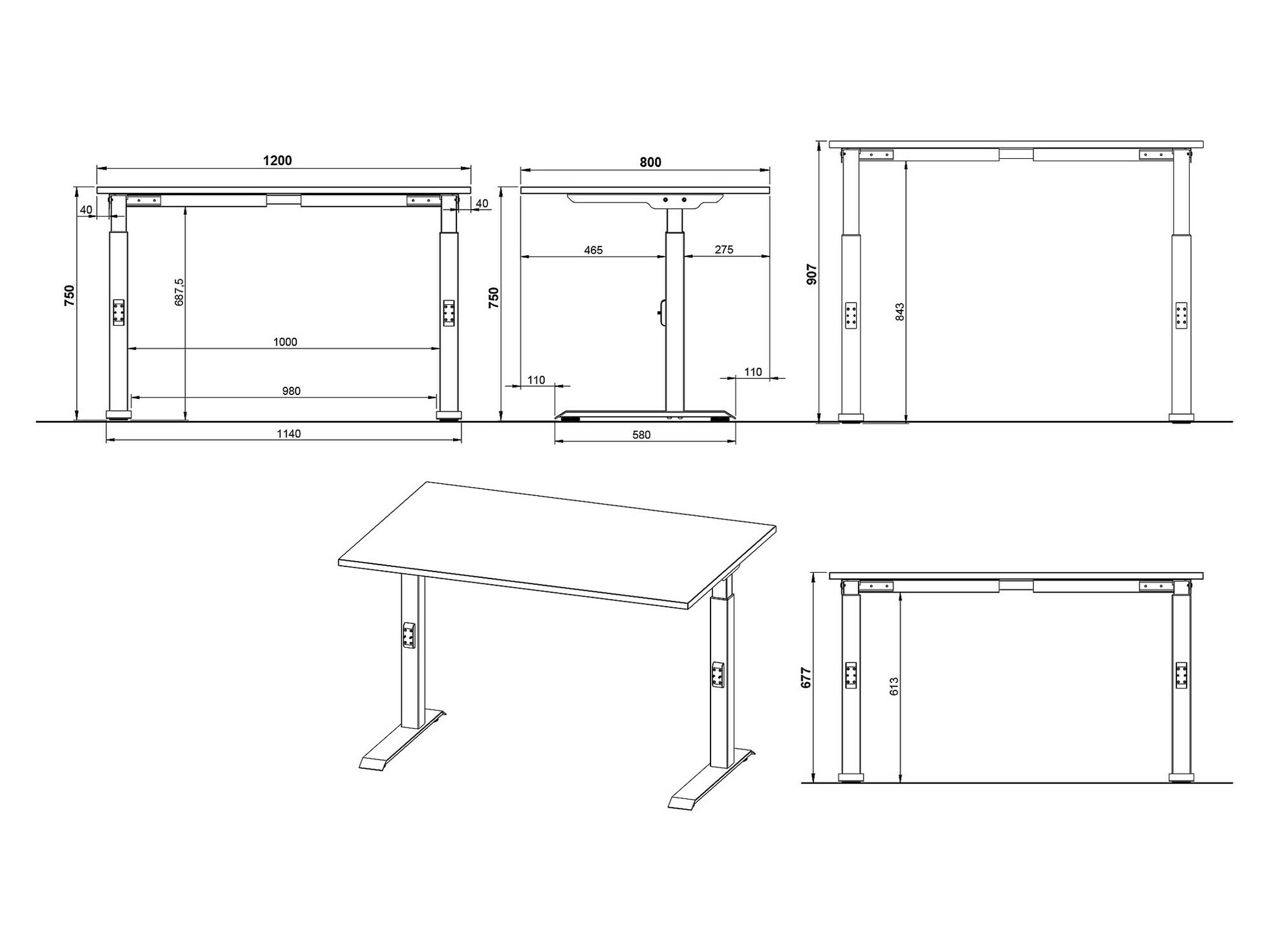 Íróasztal Vesbeno 108 (Grafit + Fekete)