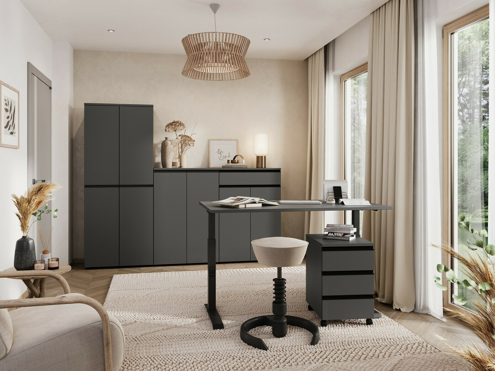 Íróasztal Vesbeno 110 (Grafit + Fekete)