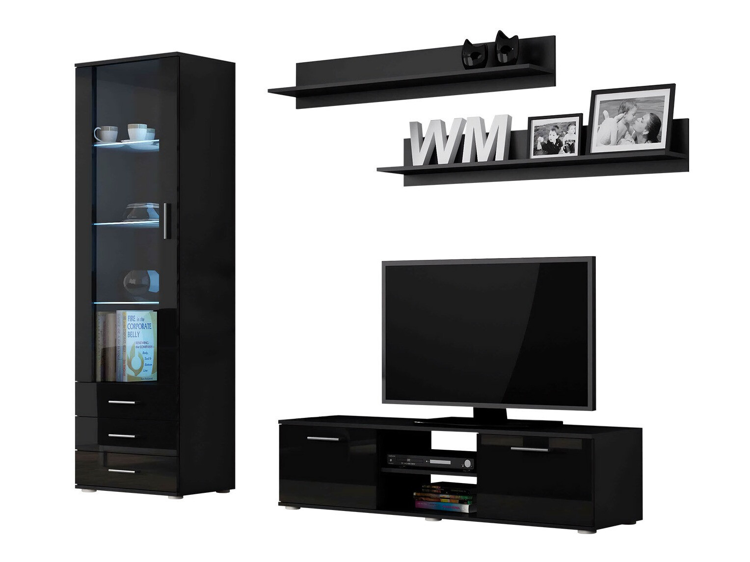 Nappali szett Tornola 110 (Fekete + Fényes fekete)