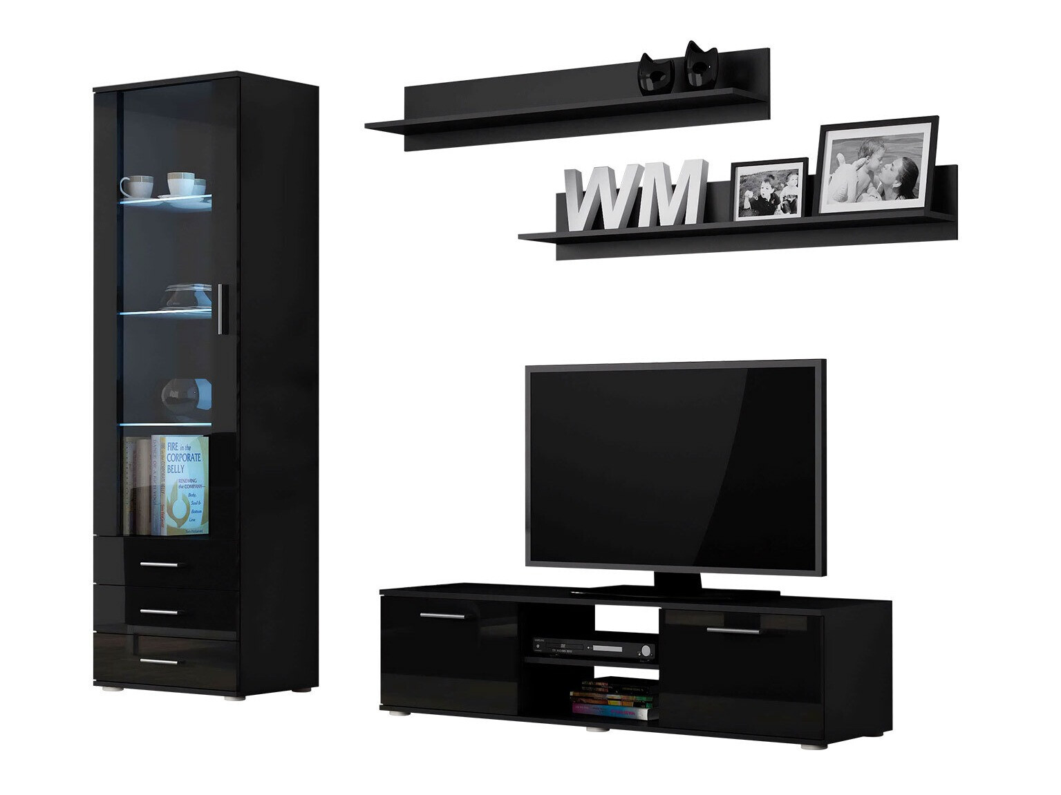 Nappali szett Tornola 110 (Fekete + Fényes fekete)