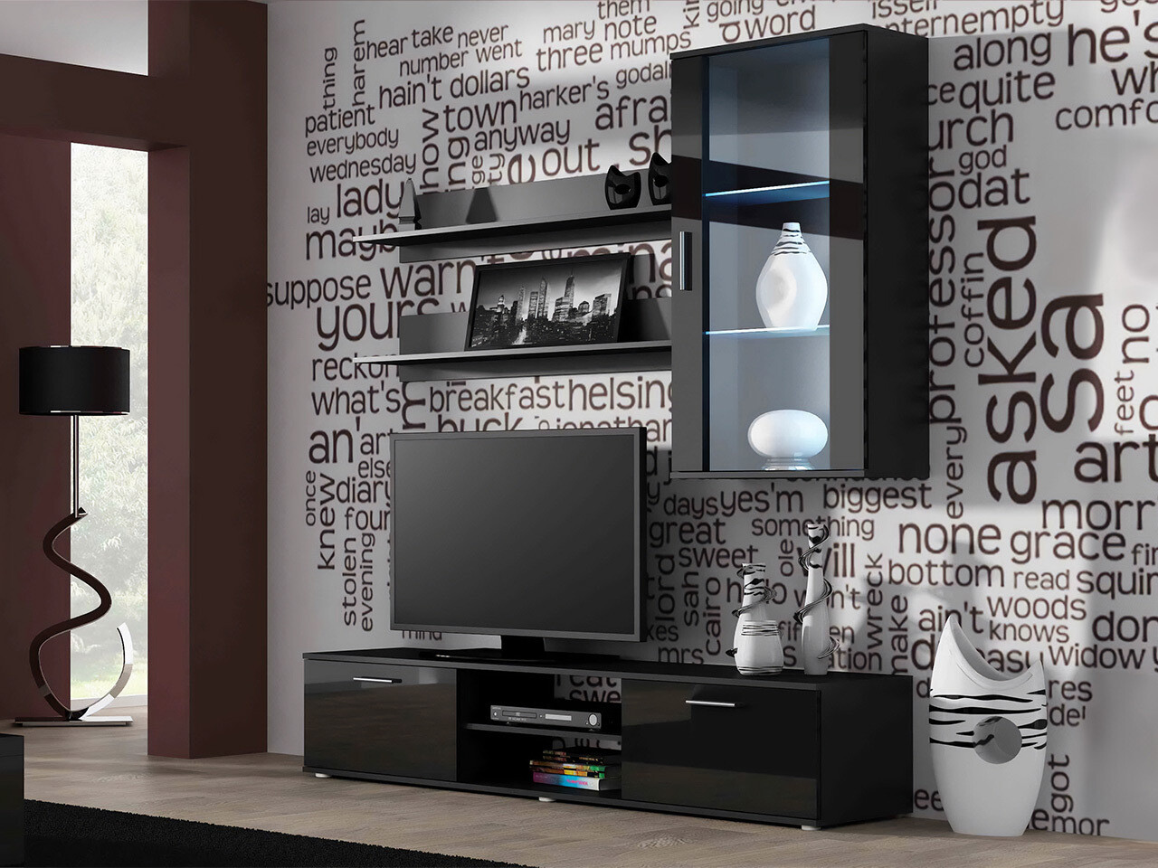 Nappali szett Tornola 113 (Fekete + Fényes fekete)