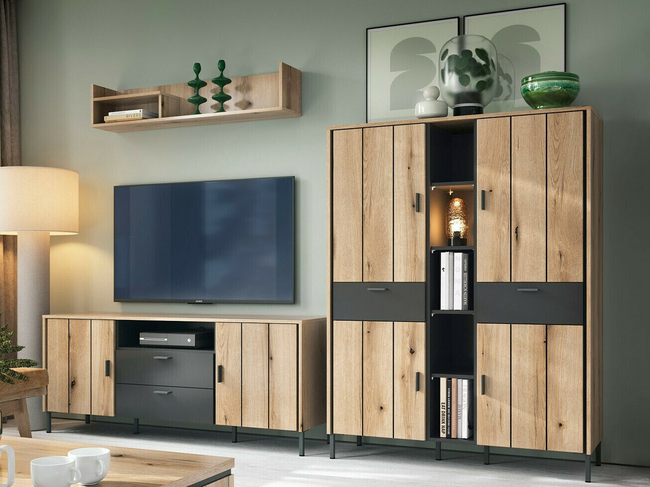 TV-állvány Morelmi 100 (Antracit + Tölgy)