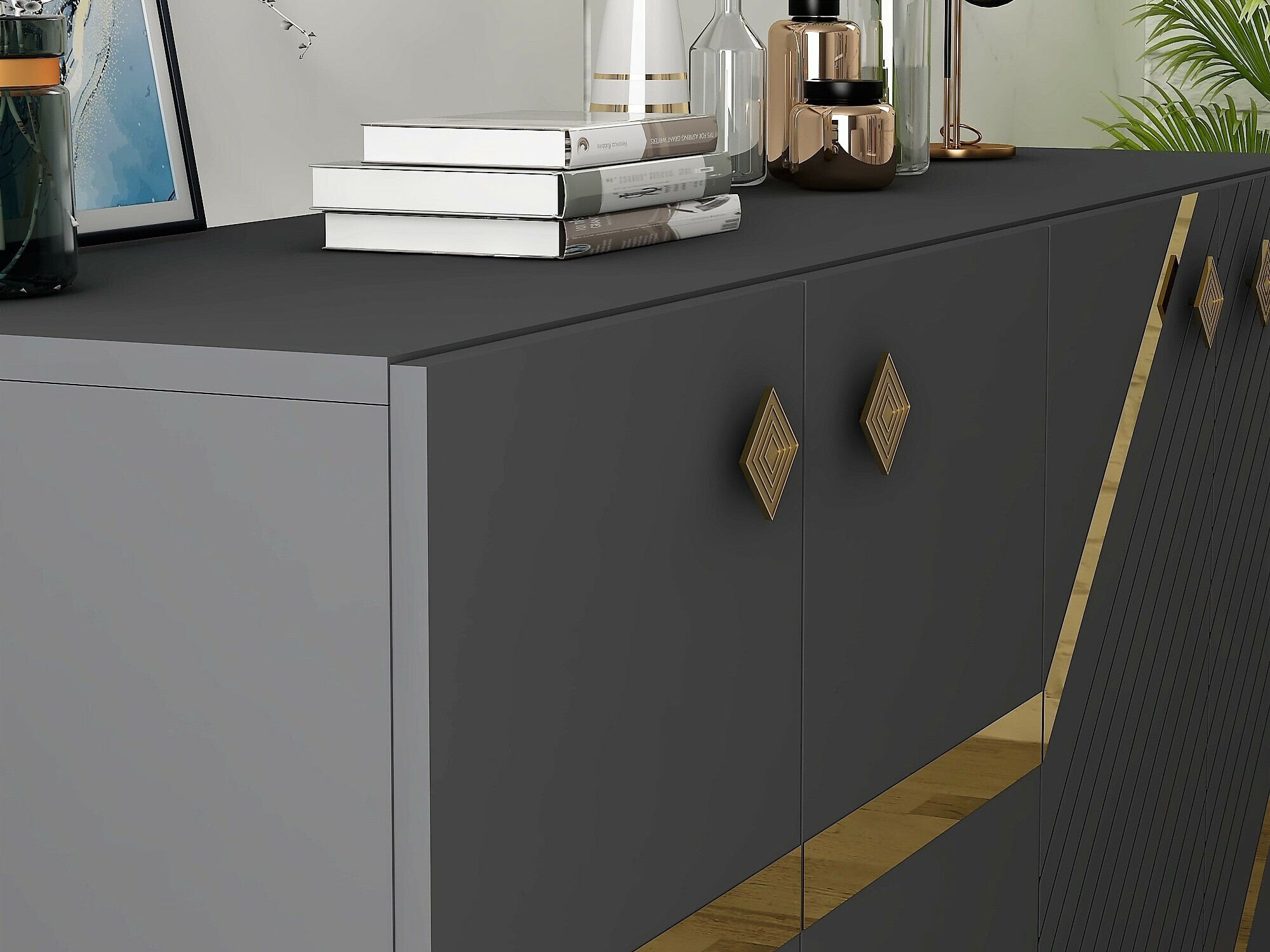 Szekrény Kailua 2265 (Antracit + Aranysárga)