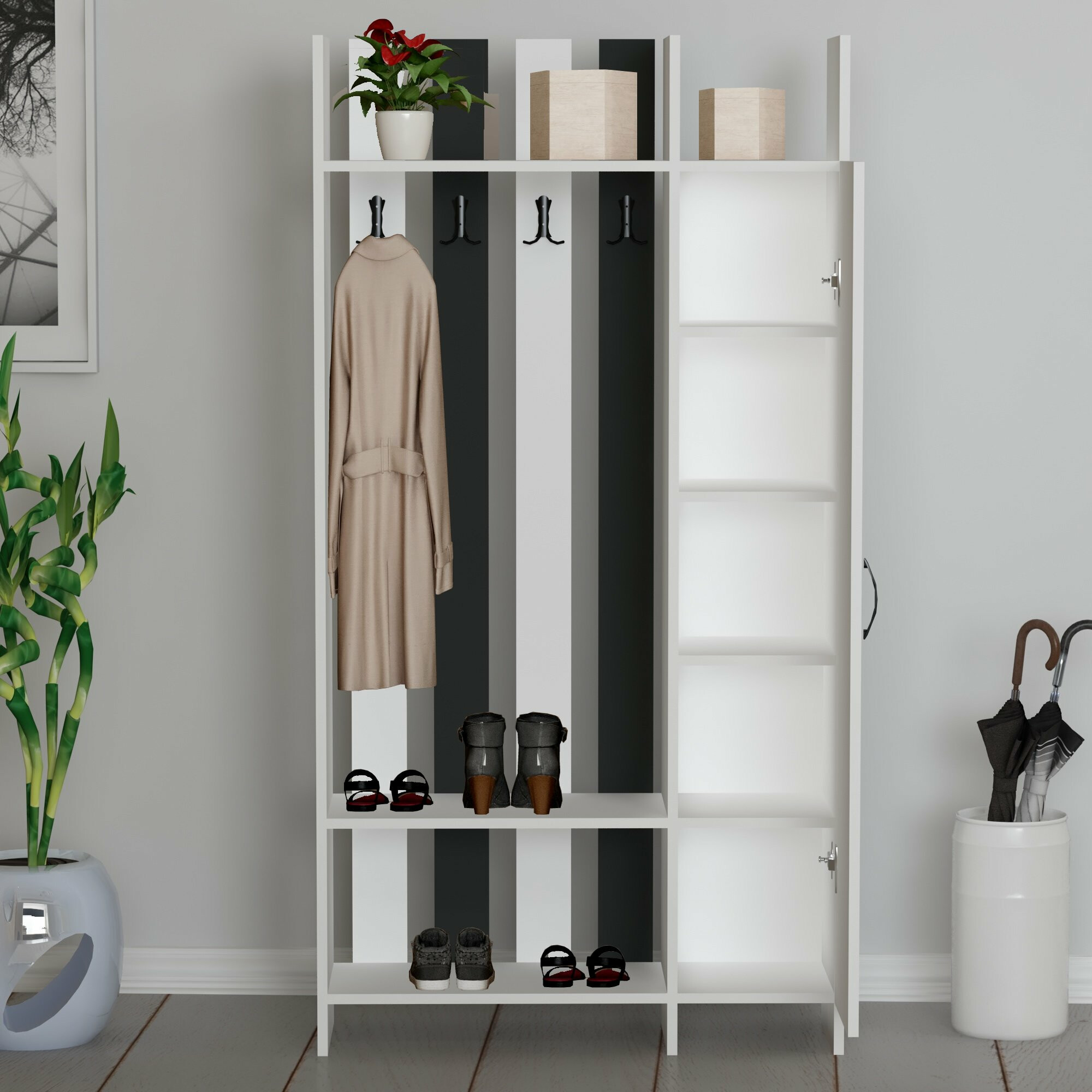 Előszoba garnitúra Kailua 2272 (Fehér + Antracit)