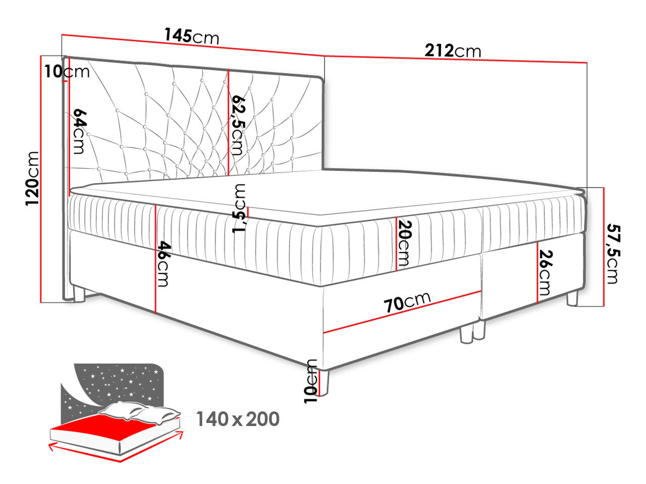 Kontinentális ágy Baltimore 175 (Manila 16)