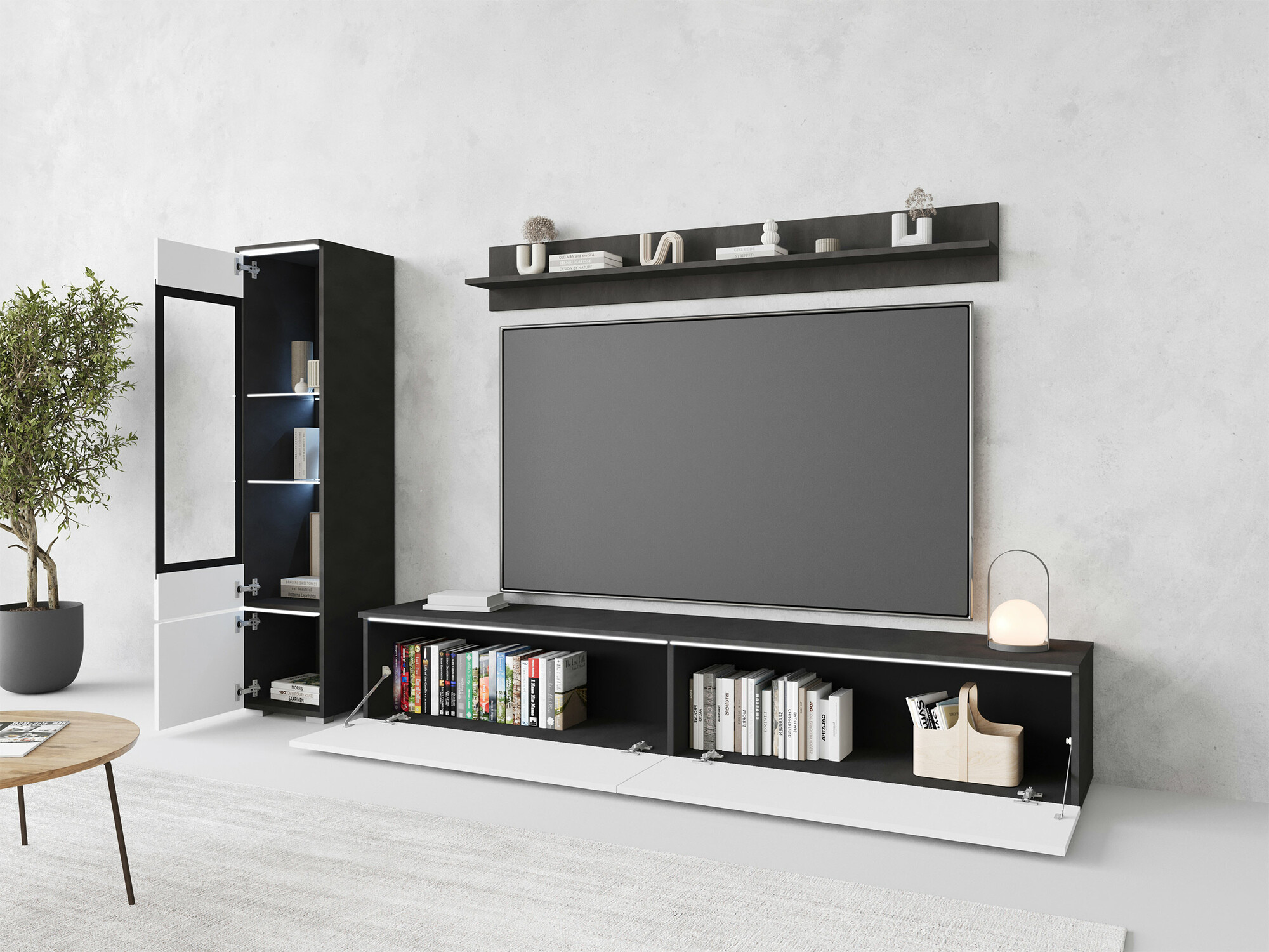 Nappali szett Sarasota 125 (Matera szürke + Fényes fehér)