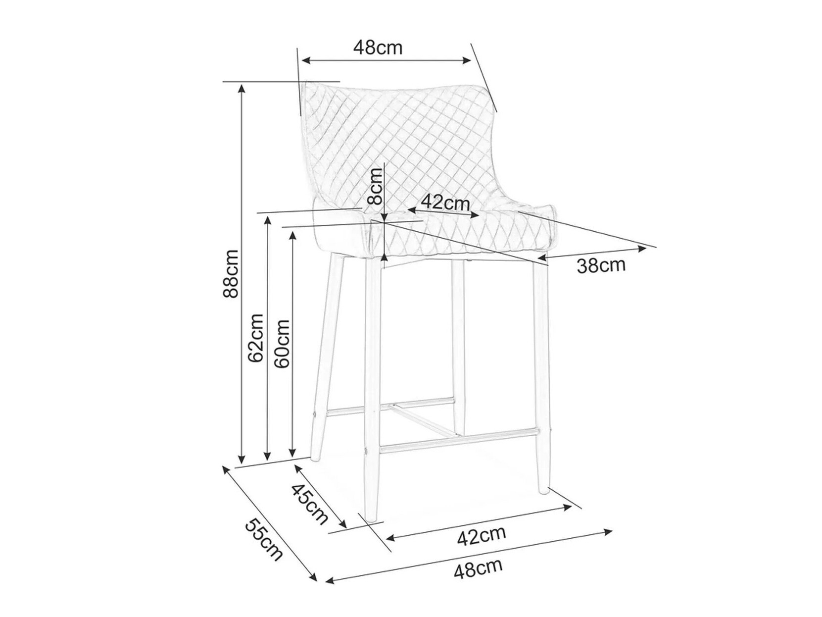 Alacsony bárszék Detroit 605 (Fekete)