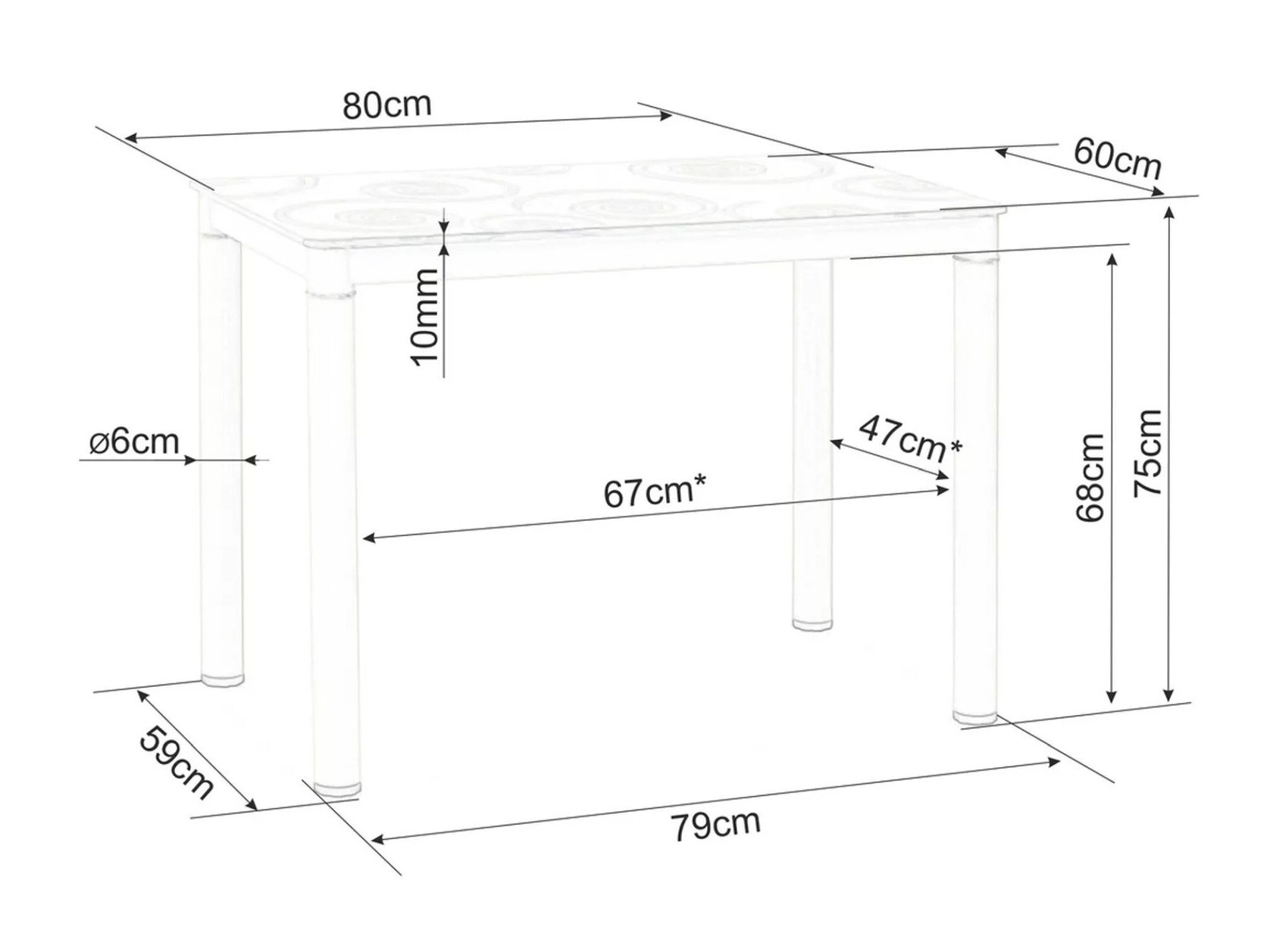 Asztal Detroit 603 (Fekete)