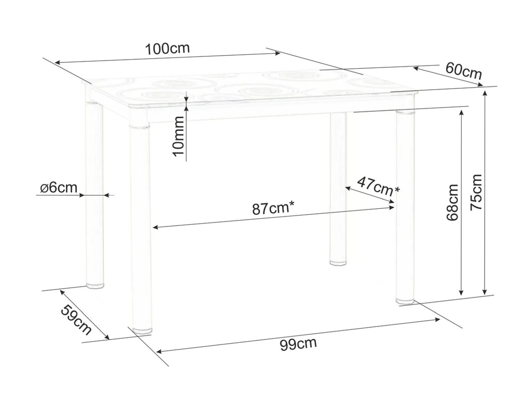 Asztal Detroit 604 (Krém)