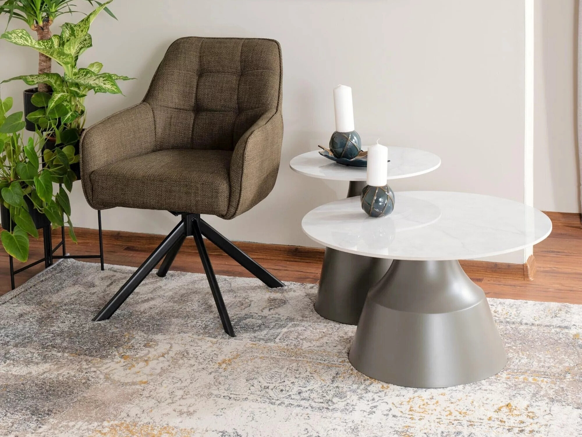 Dohányzóasztal szett Detroit 908 (Fehér + Szürke)