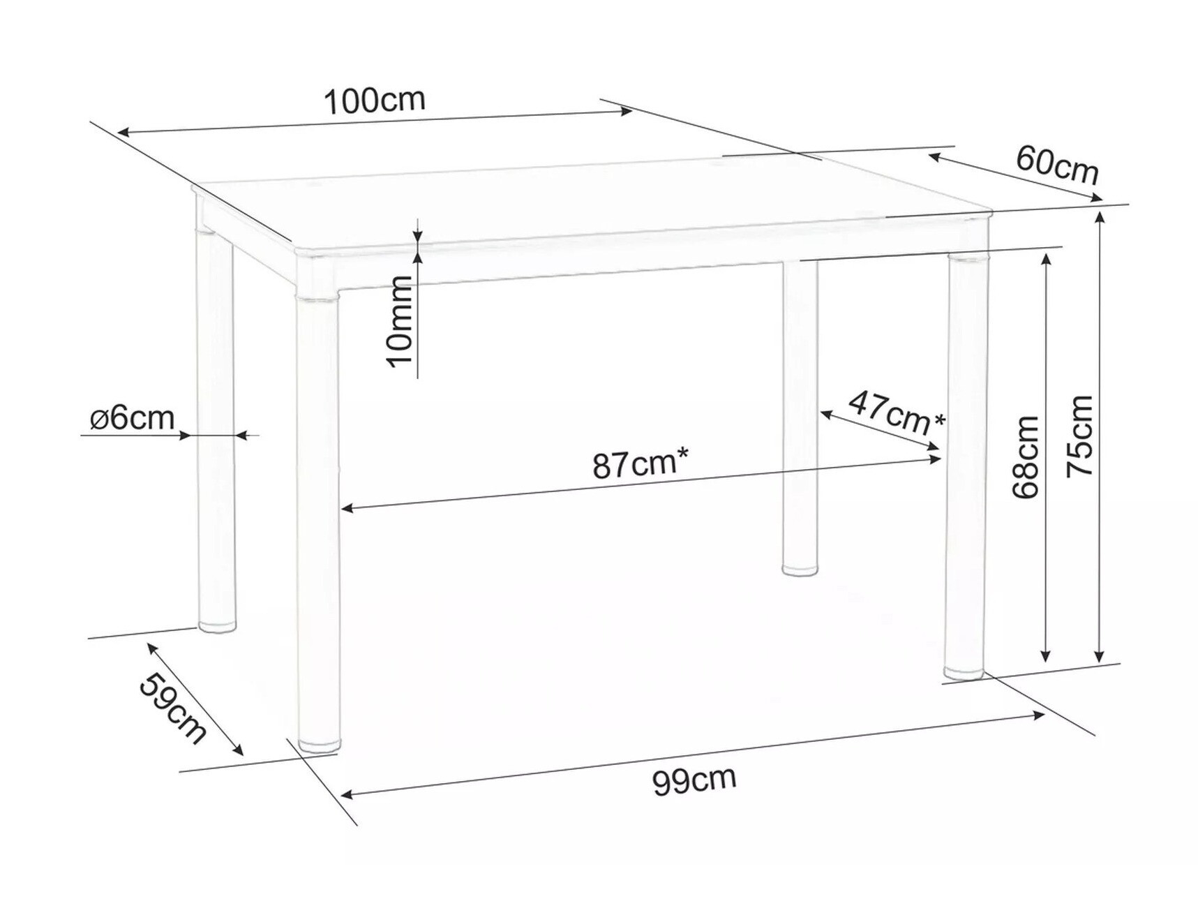 Asztal Detroit 608 (Fekete)