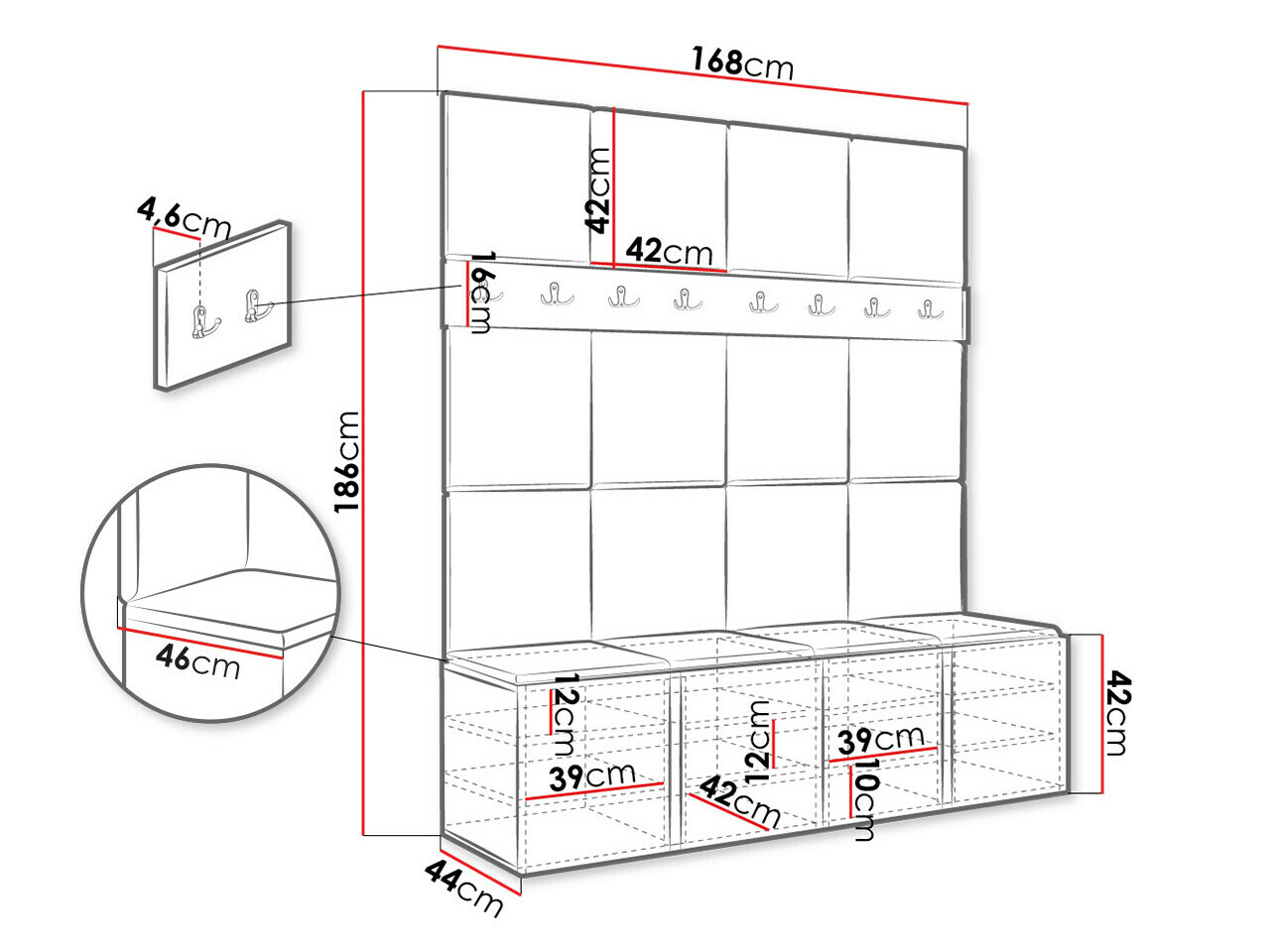 Előszoba garnitúra Hartford 268 (Fehér)