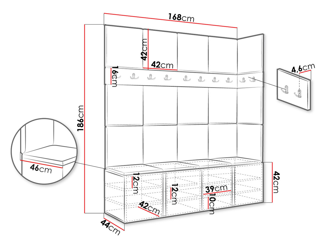 Előszoba garnitúra Hartford 265 (Artisan tölgy)