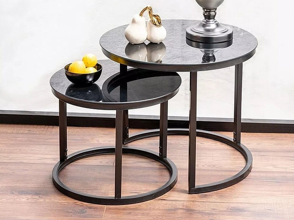 Oldalsó asztalok szett Detroit 495 (Fekete)