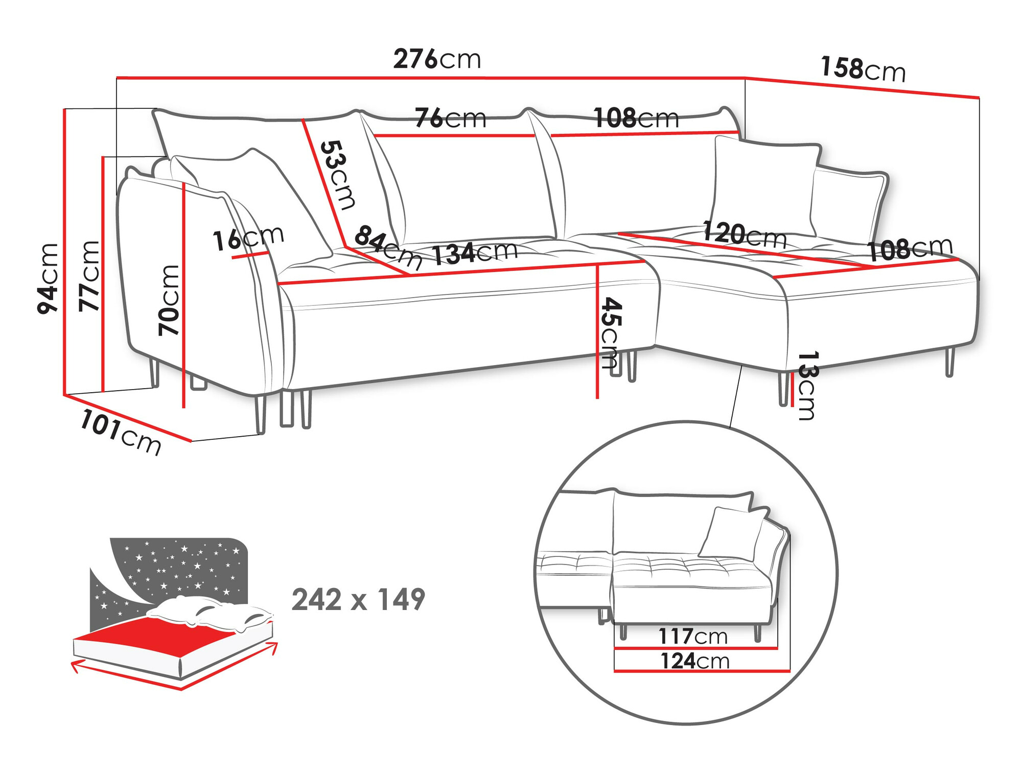 Sarokkanapé TrendyNest Cervon (Onega 02)