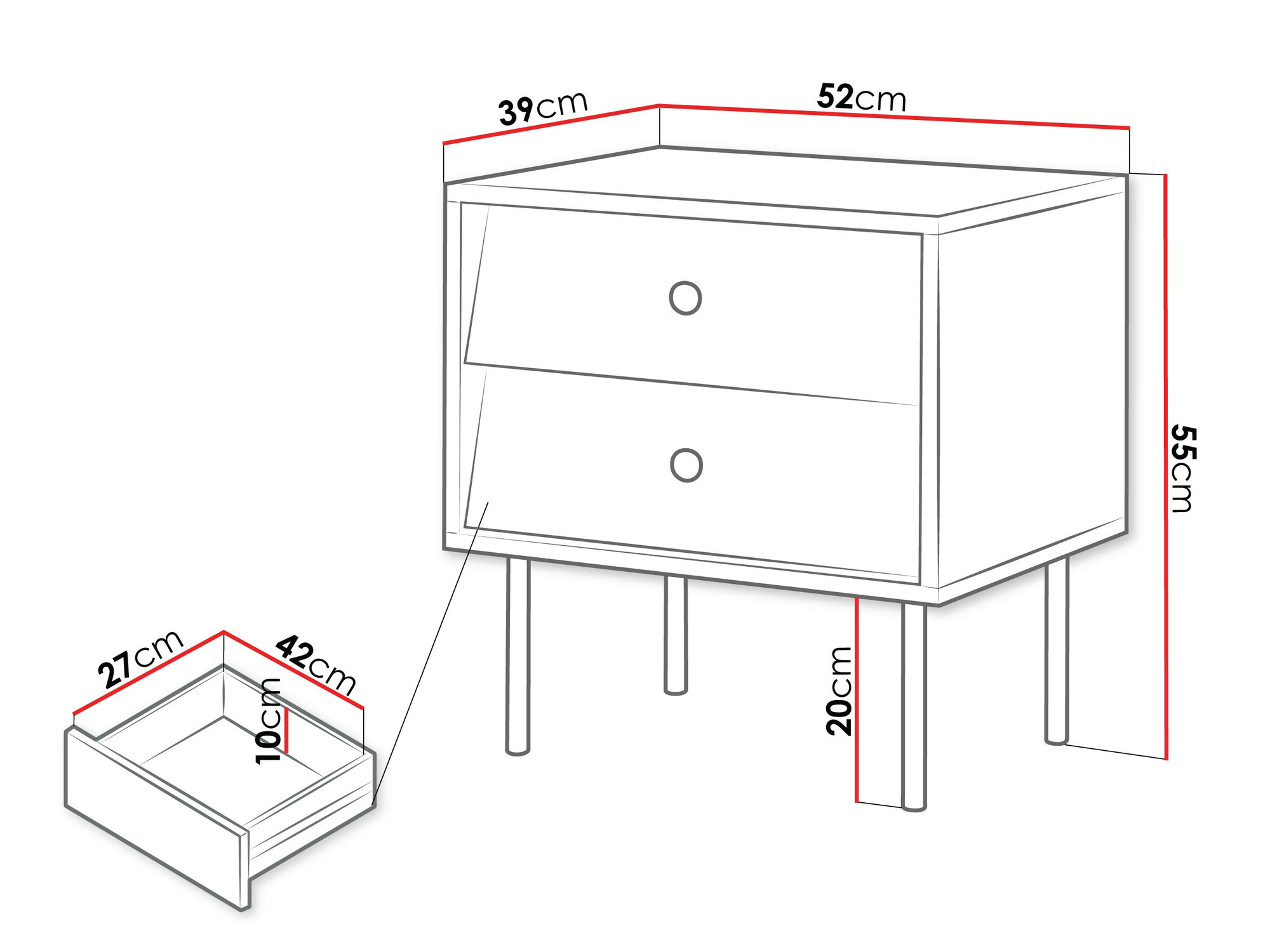 Éjjeliszekrény szett Feletri 106 (Fehér)