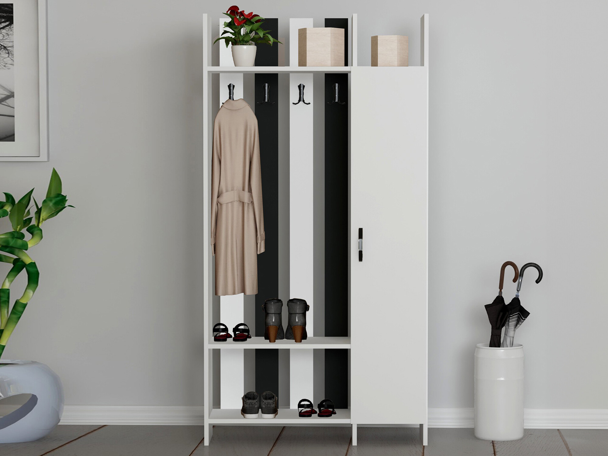 Előszoba garnitúra Kailua 2272 (Fehér + Antracit)