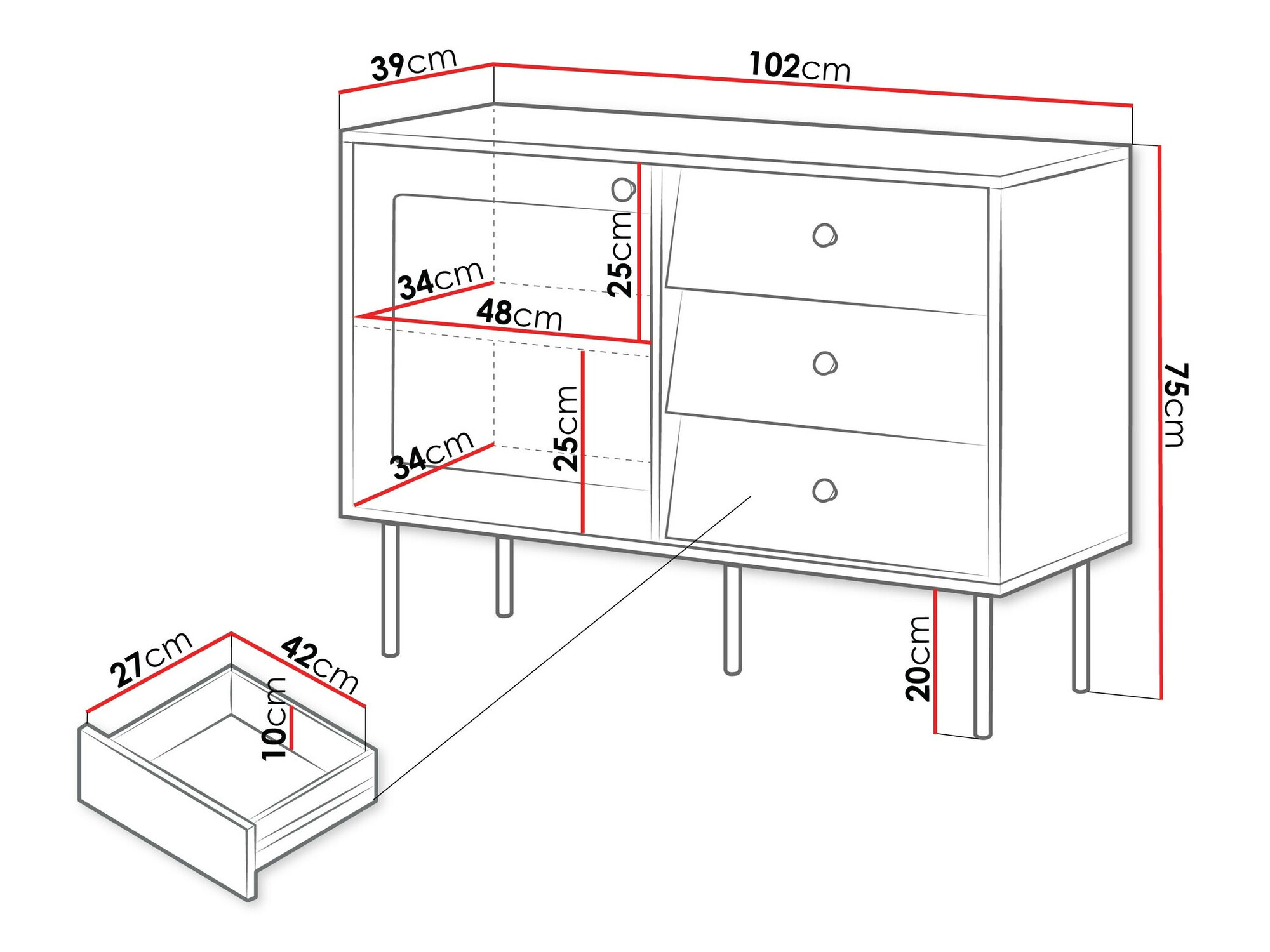 Komód Feletri 100 (Fehér)