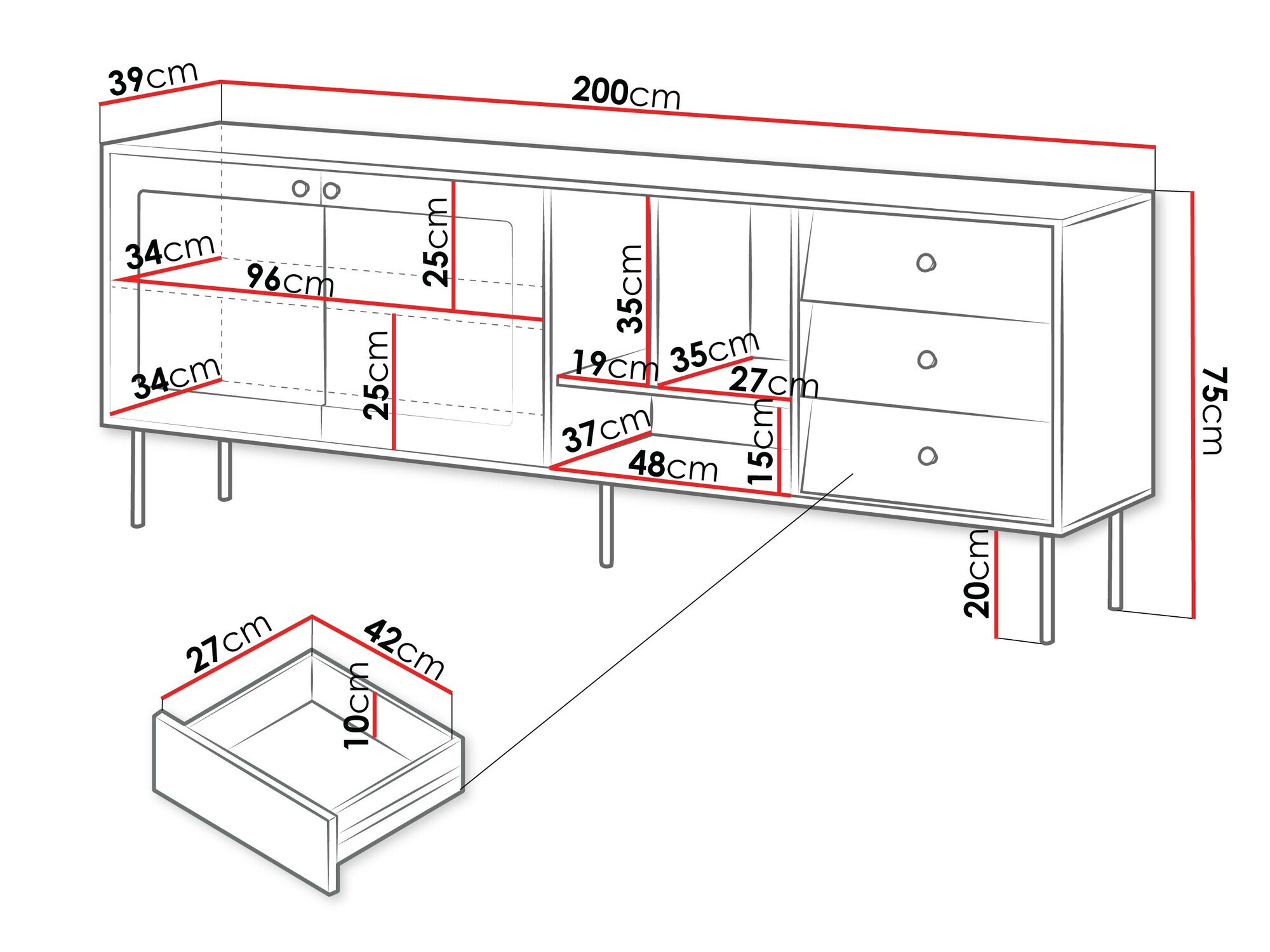 Komód Feletri 104 (Fehér)